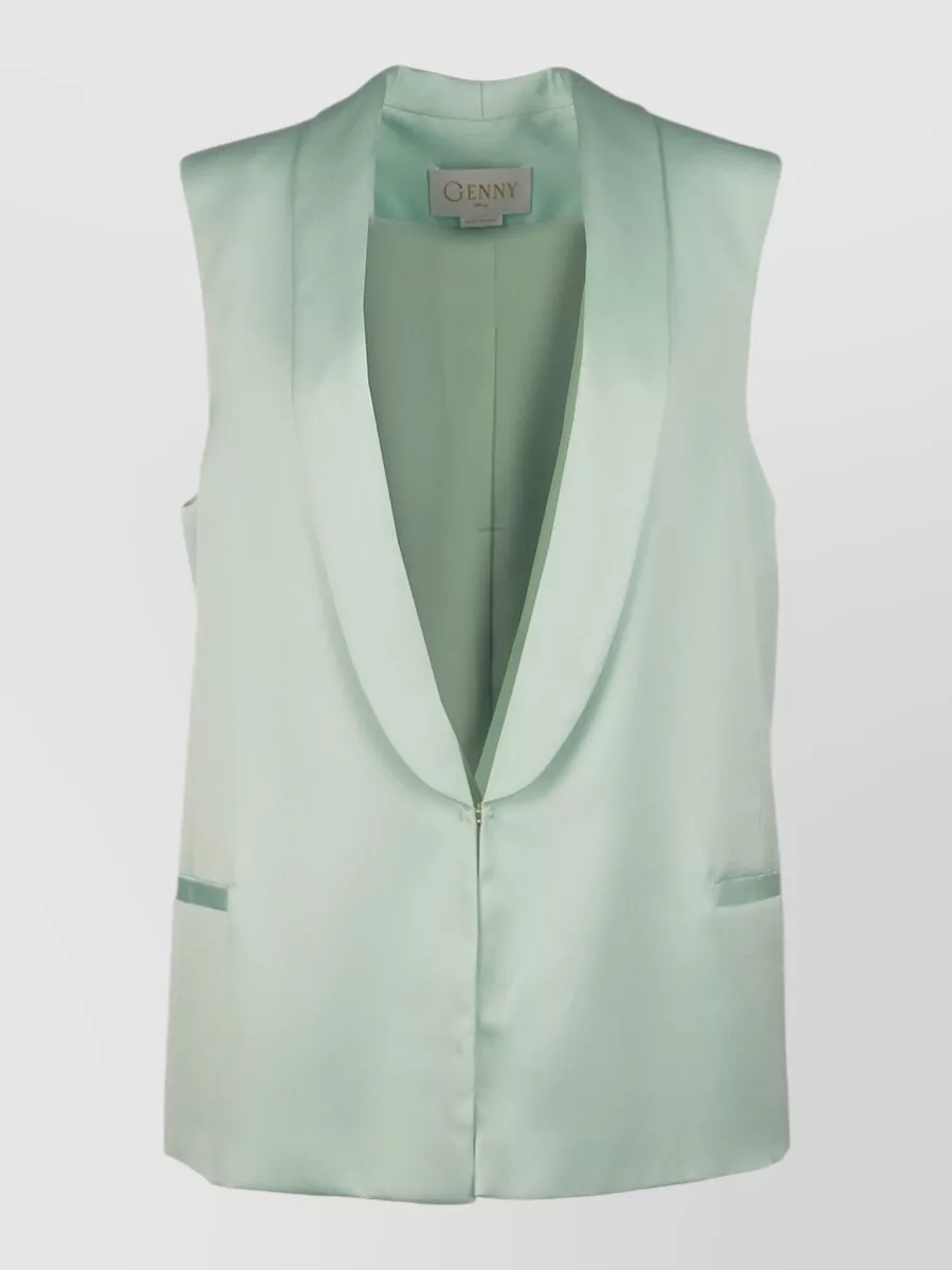 Genny Sleeveless Satin Tailoring Jacket And Vest In Green