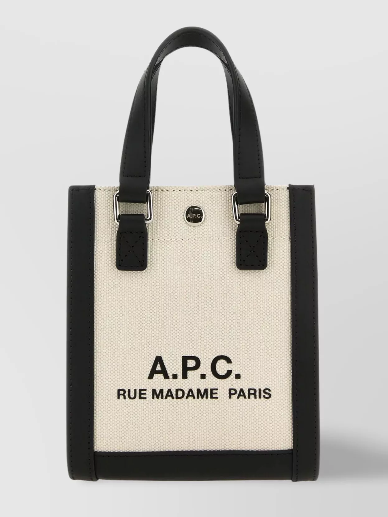 Shop Apc Canvas And Leather Mini Handbag In Black