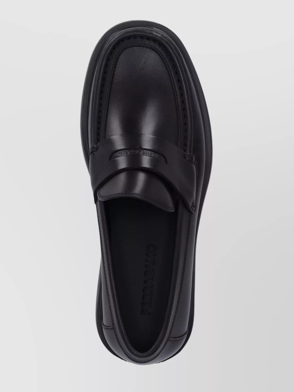 Ferragamo Black Leather Loafers With Gancini Ornament In Black
