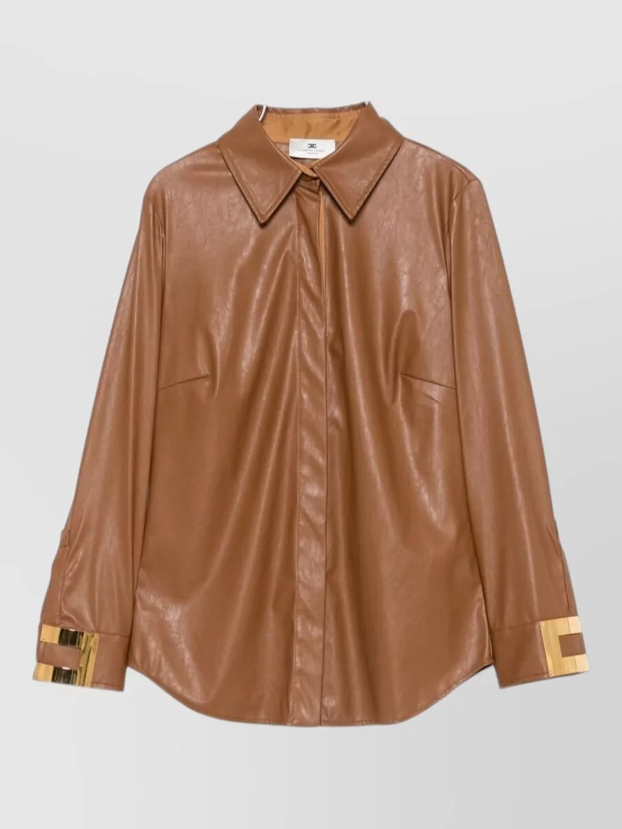 Elisabetta Franchi Faux-leather long-sleeve shirt