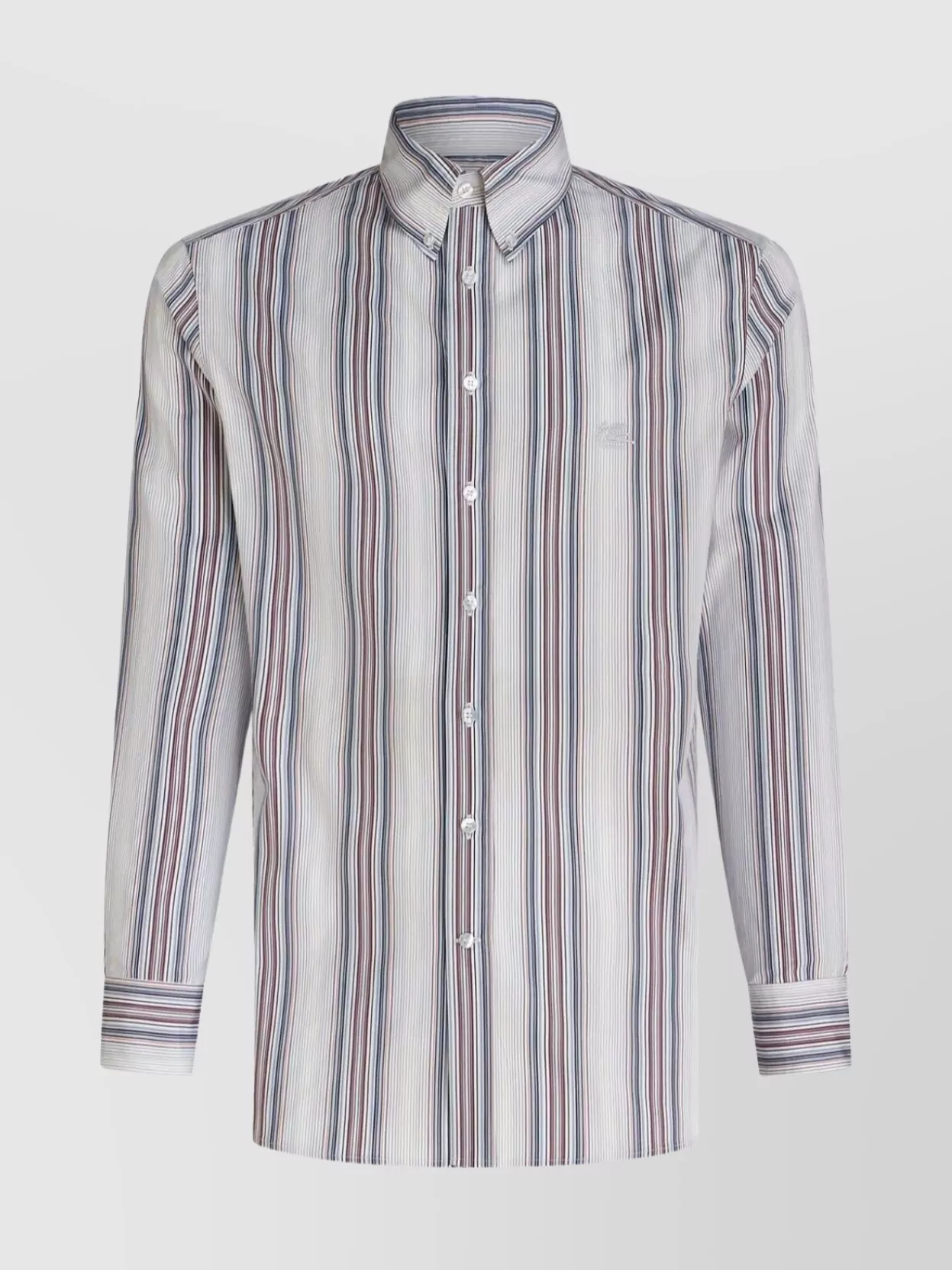 Etro Classic Striped Button-down Shirt In Gray
