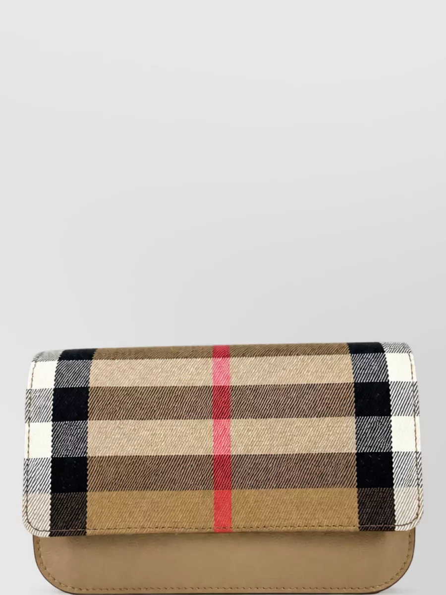 Burberry Small Leather Check Clutch Bag