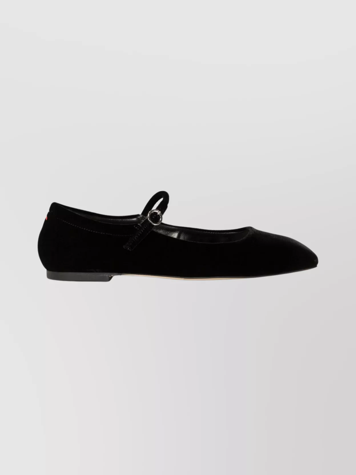 Aeyde Round Toe Velvet Ballerina Shoes With Strap In Black