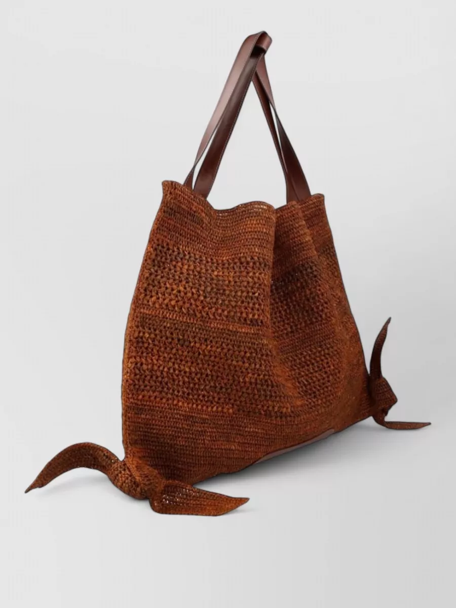 Hereu Cador Shoulder Bag Woven Texture Bow Handles