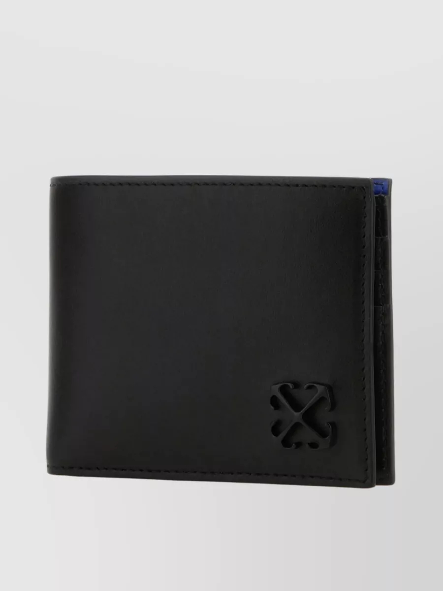 Shop Off-white Arrows Compact Foldable Leather Bifold Wallet In Black
