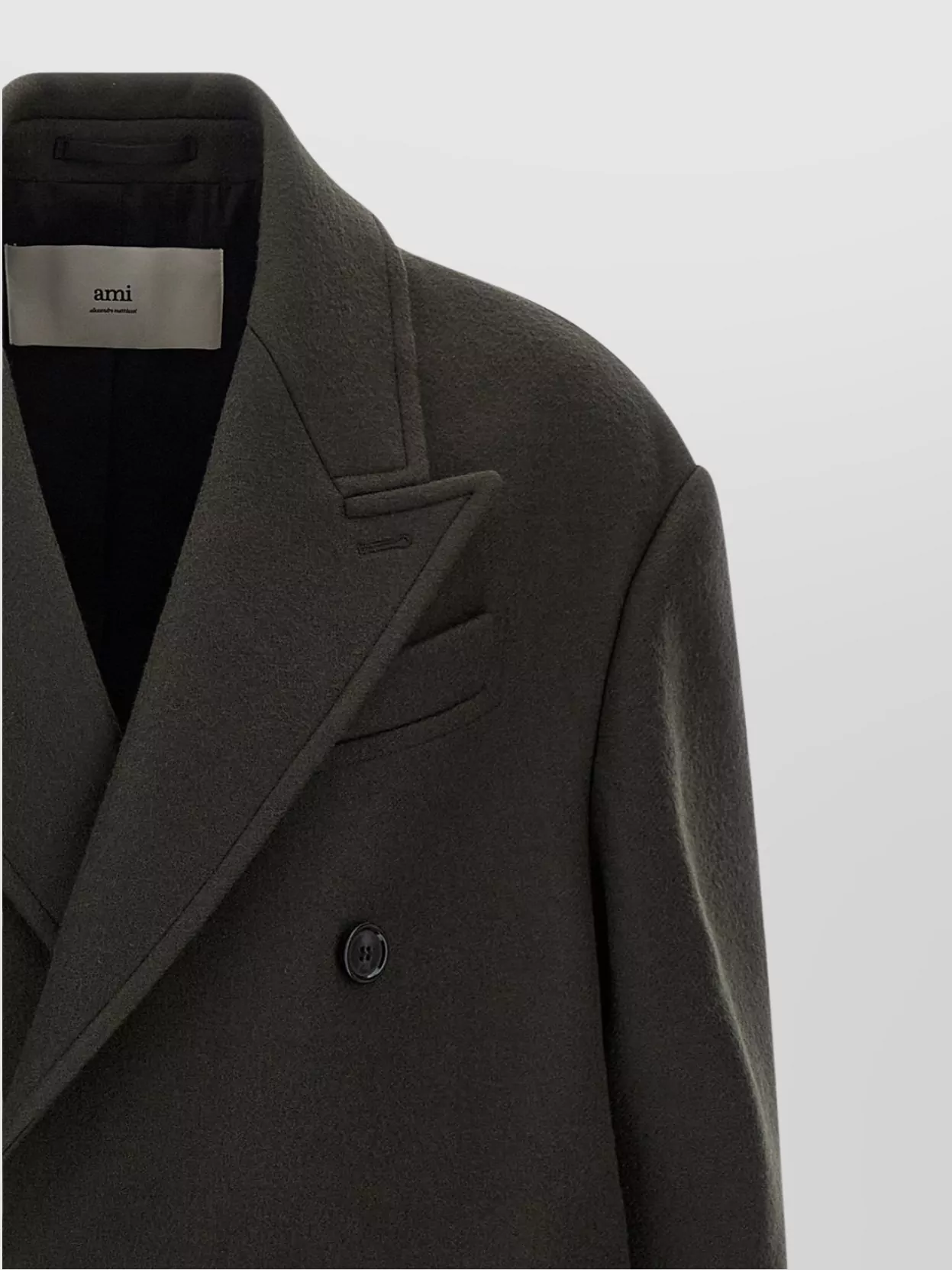 Ami Paris Double-Breasted Coat Featuring Notched Lapels