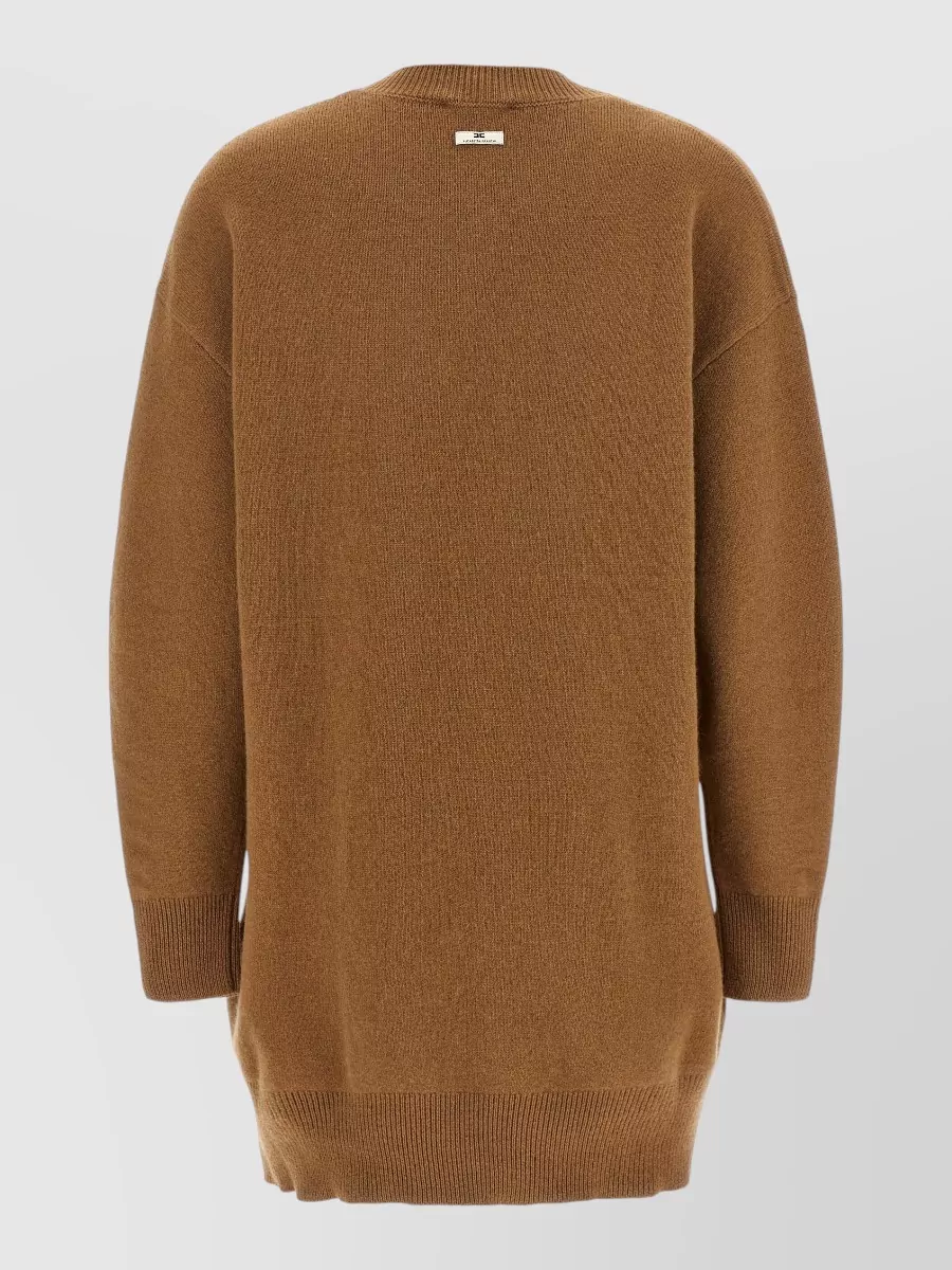 Elisabetta Franchi Cashmere Wool Ribbed Knit Cutout Knee-Length Dress