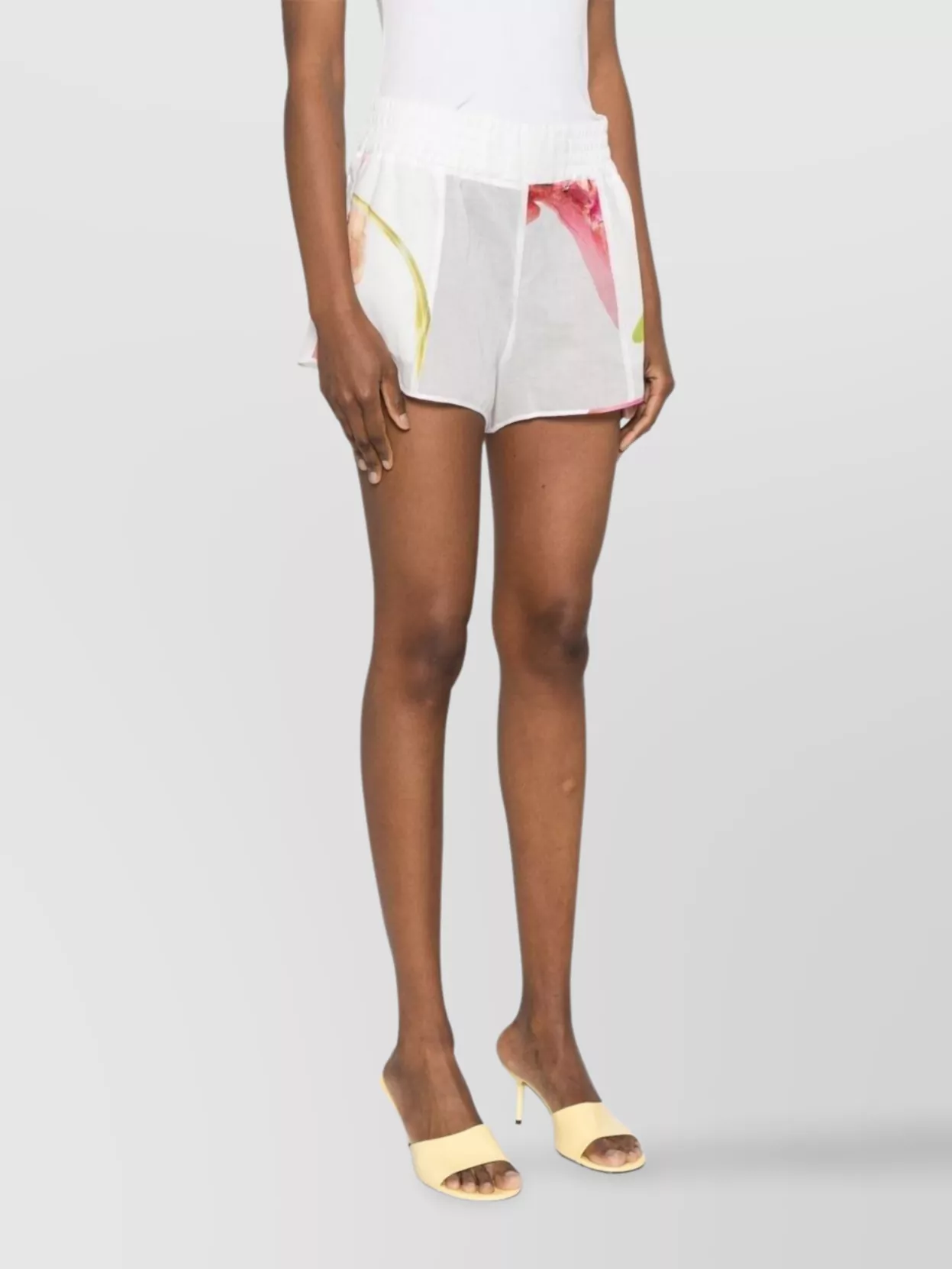 Genny Floral Print Cotton Shorts With Elasticated Waistband