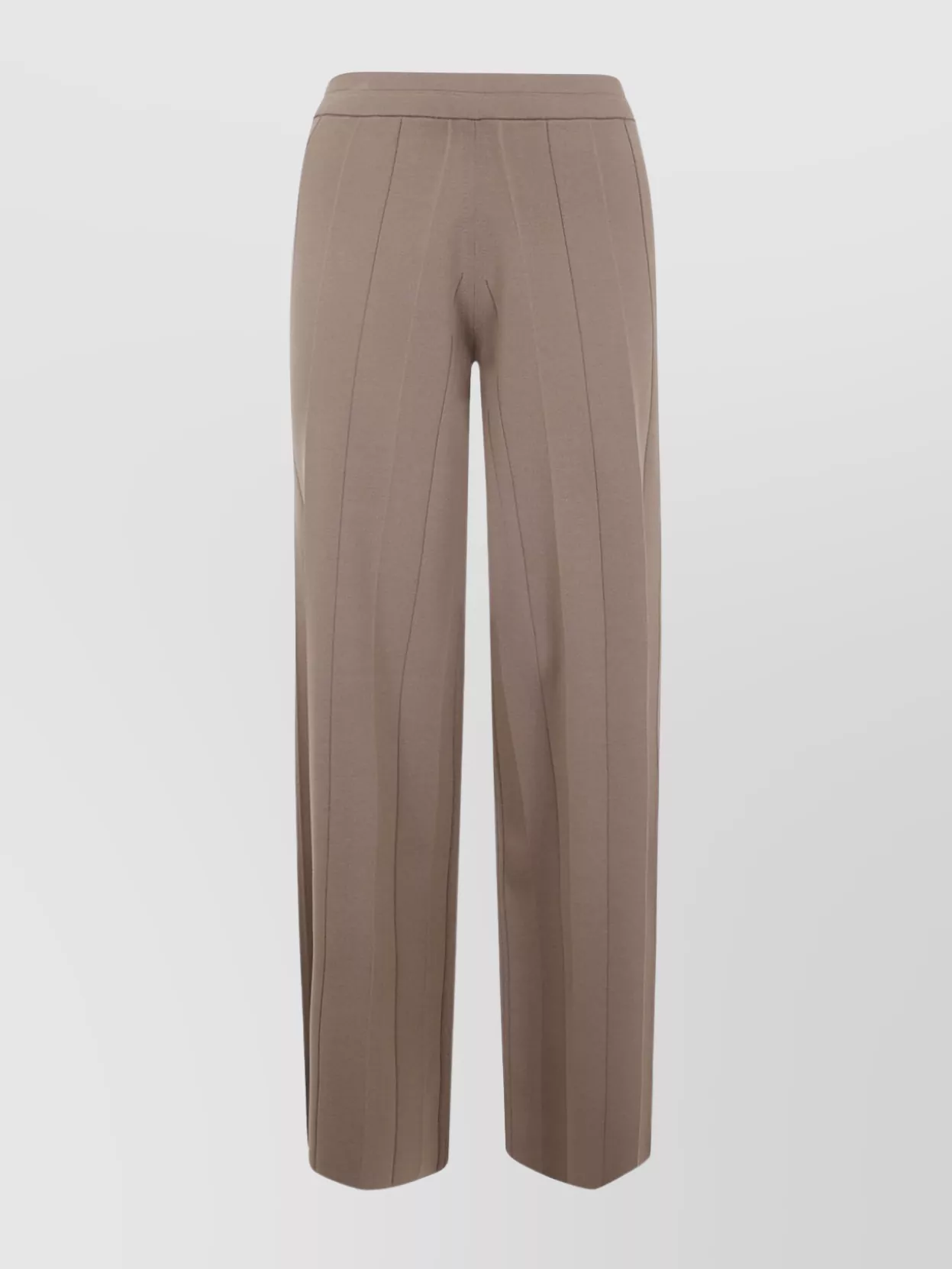 Max Mara Elastic Waistband Wide Leg Pleated Trousers In Brown