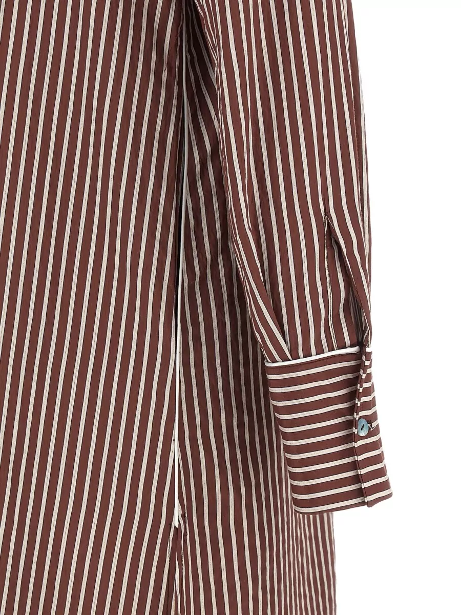 Le Twins Striped Cotton Poplin Midi Shirt Dress