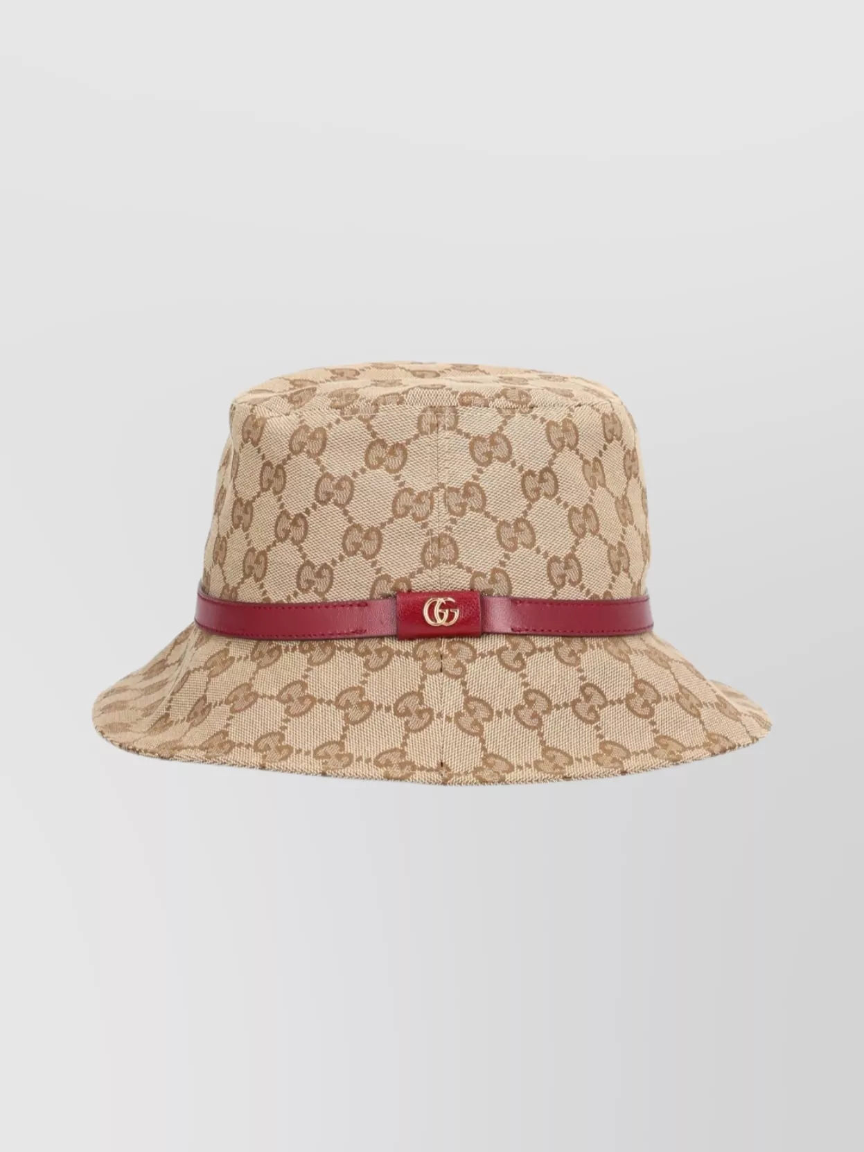 Gucci Wide Brim Cloche Hat With Leather Trim