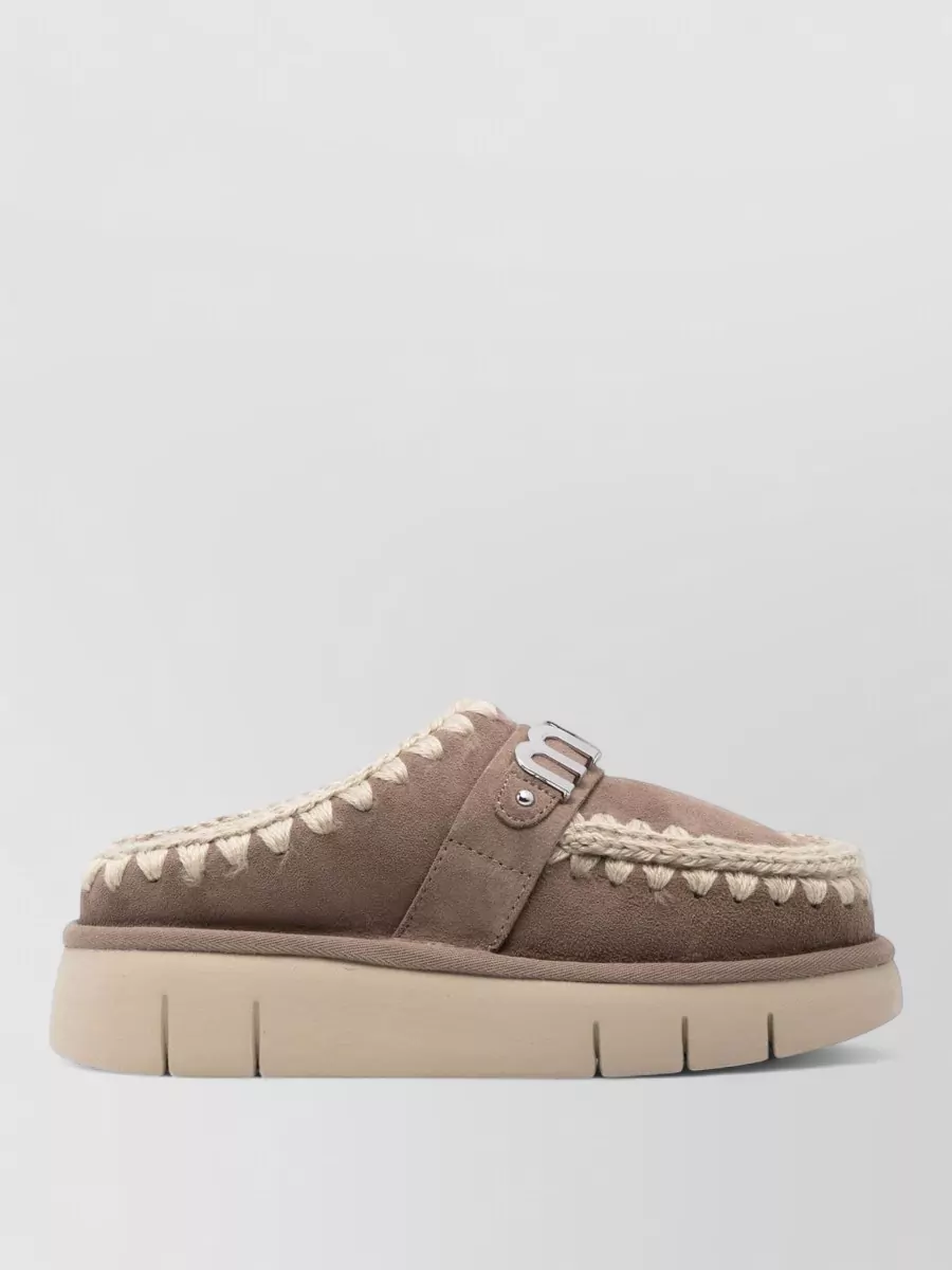 Mou Sheepskin Leather Clog Slippers