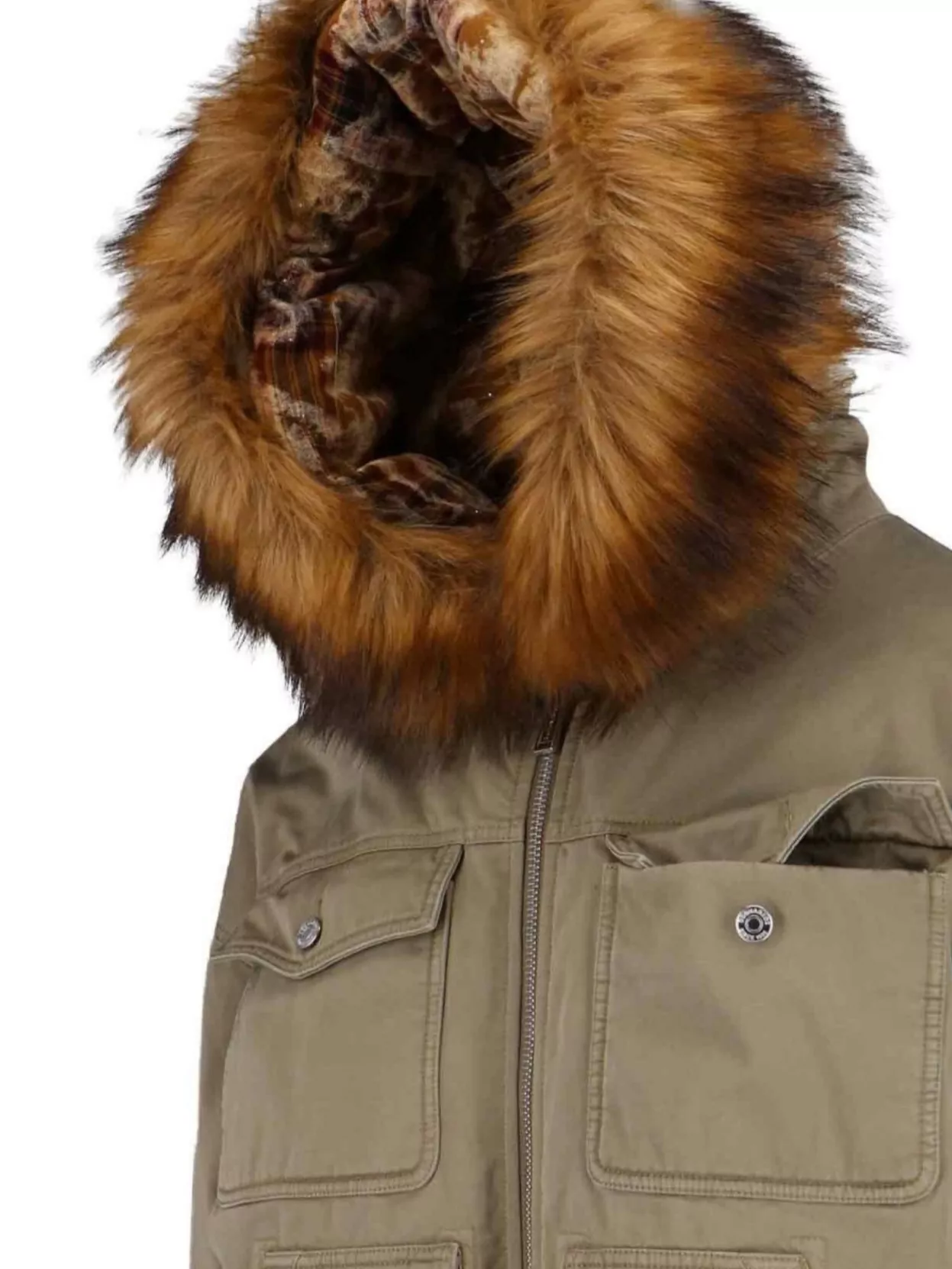 Dsquared2 Relaxed Jacket With Faux Fur Trim