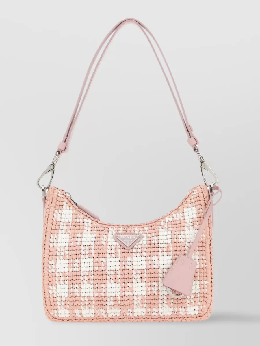 Shop Prada Mini Two-tone Raffia Re-edition Shoulder Bag In Pastel
