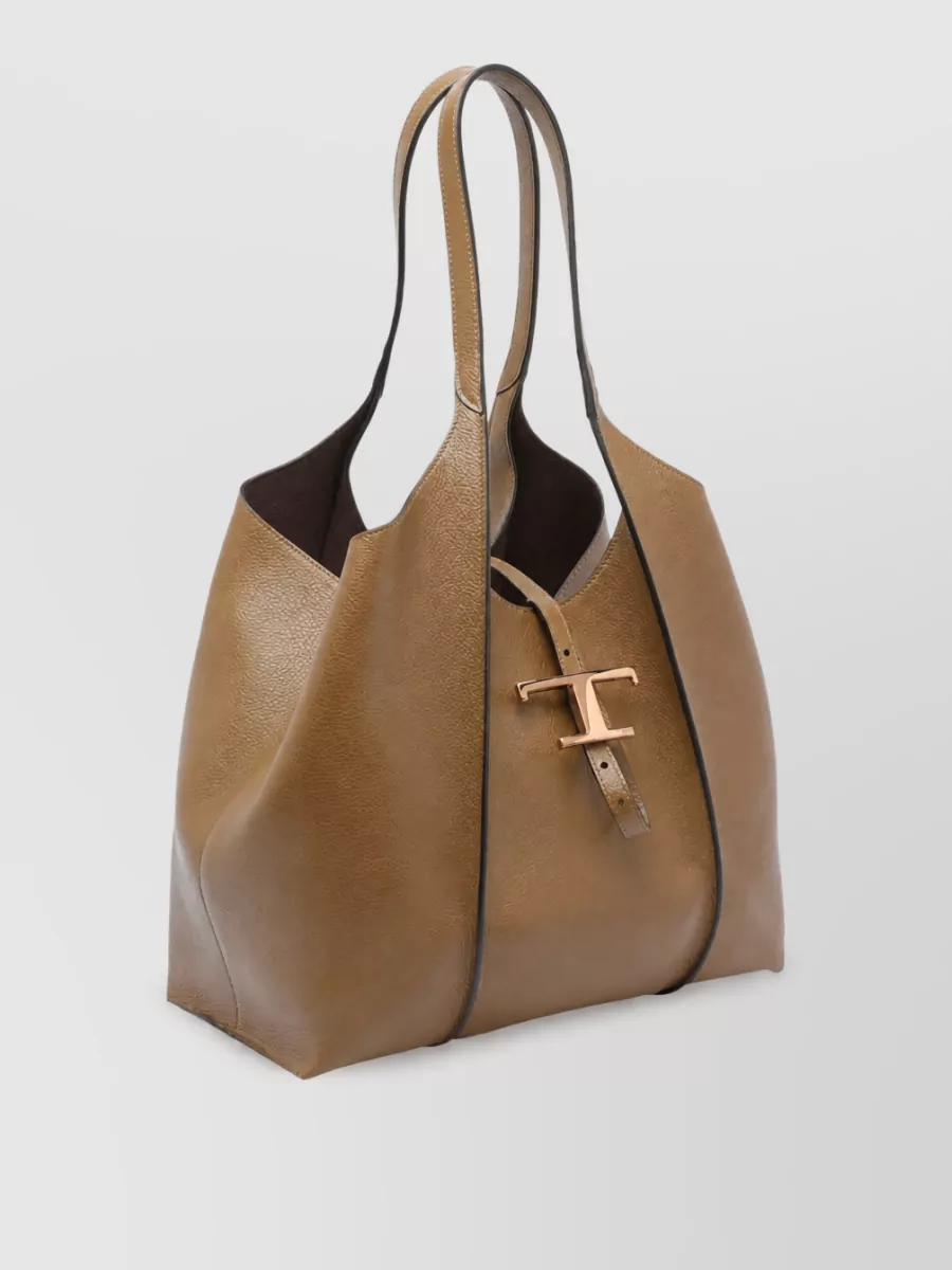 Tod's T Tote Bag Textured Finish Double Handles