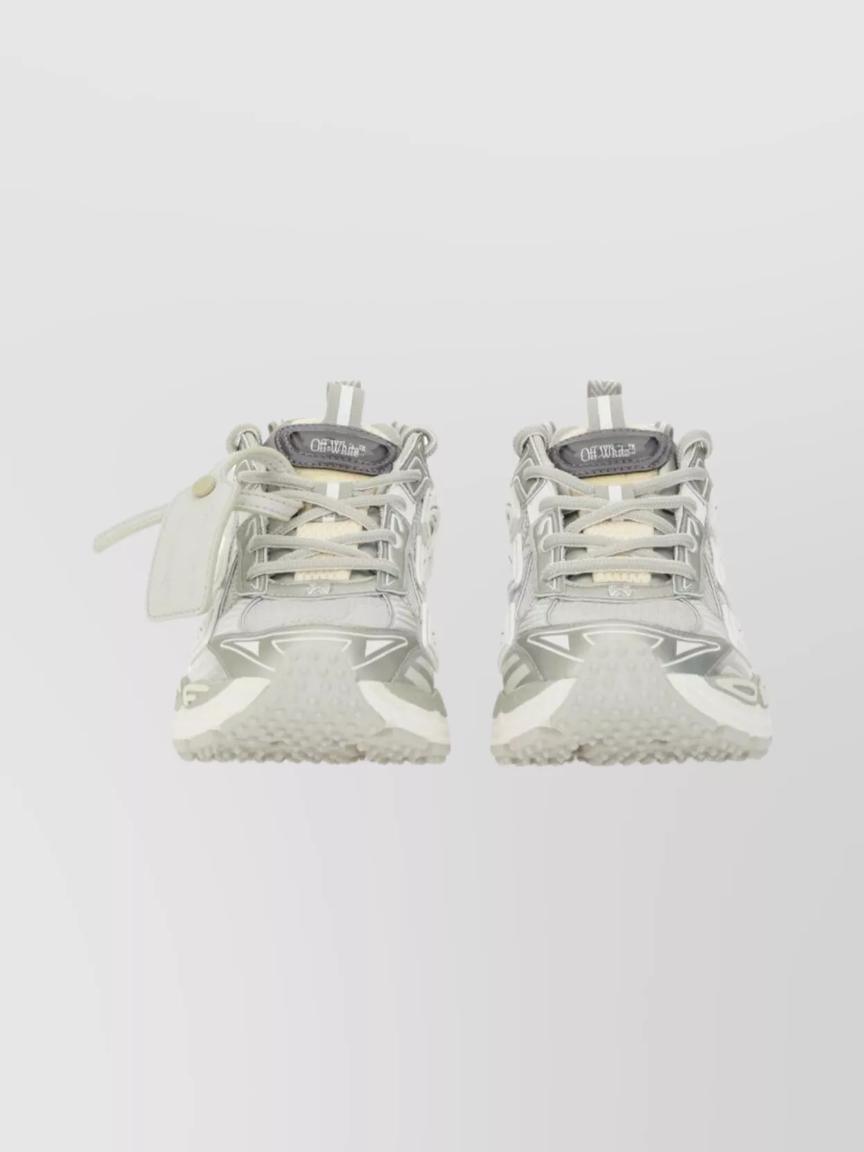 Off-white Modern Sneakers With Textured Sole And Mesh In White