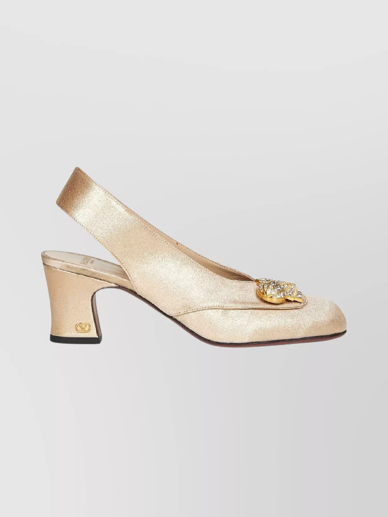Valentino Garavani Slingback Block Heel Sandals Embellished Detail