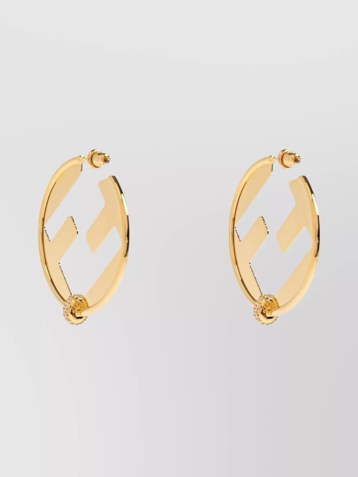 Fendi Hoop Earrings With Embellished Detail For Pierced Ears