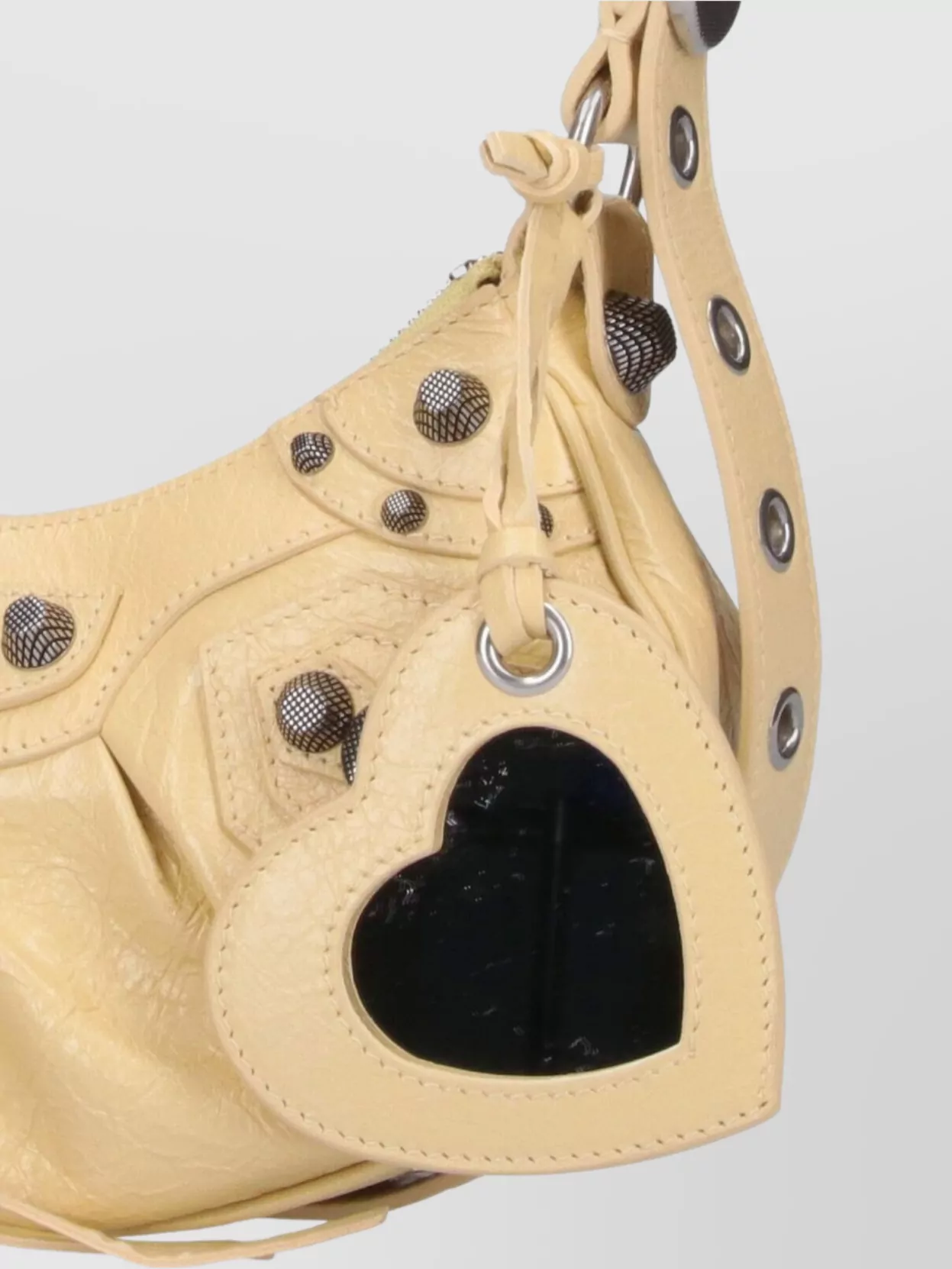 Balenciaga Woven Handle Heart Charm Studs Strap