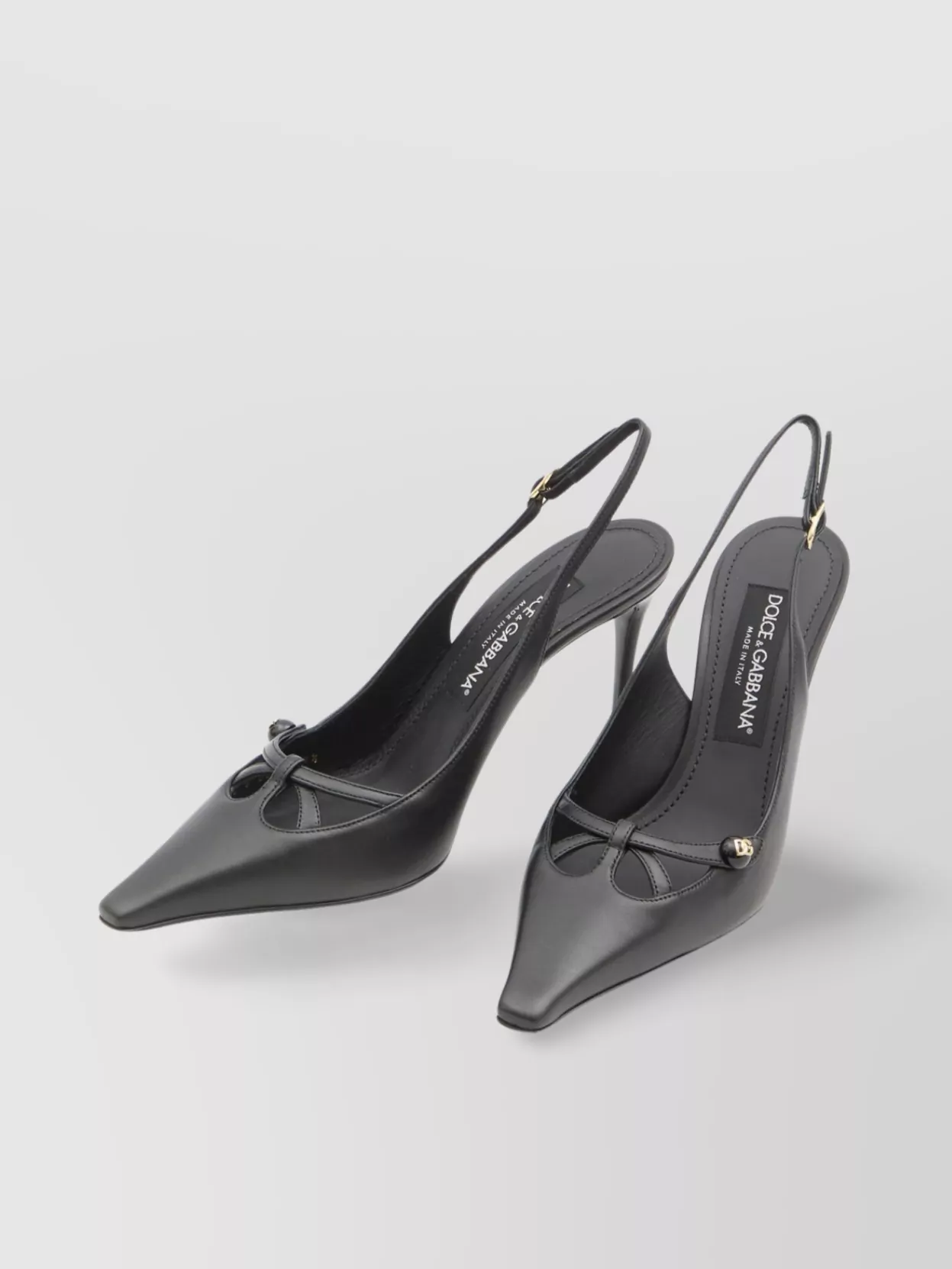 Dolce & Gabbana Logo Slingback Pumps With Cut-out Upper In Metallic
