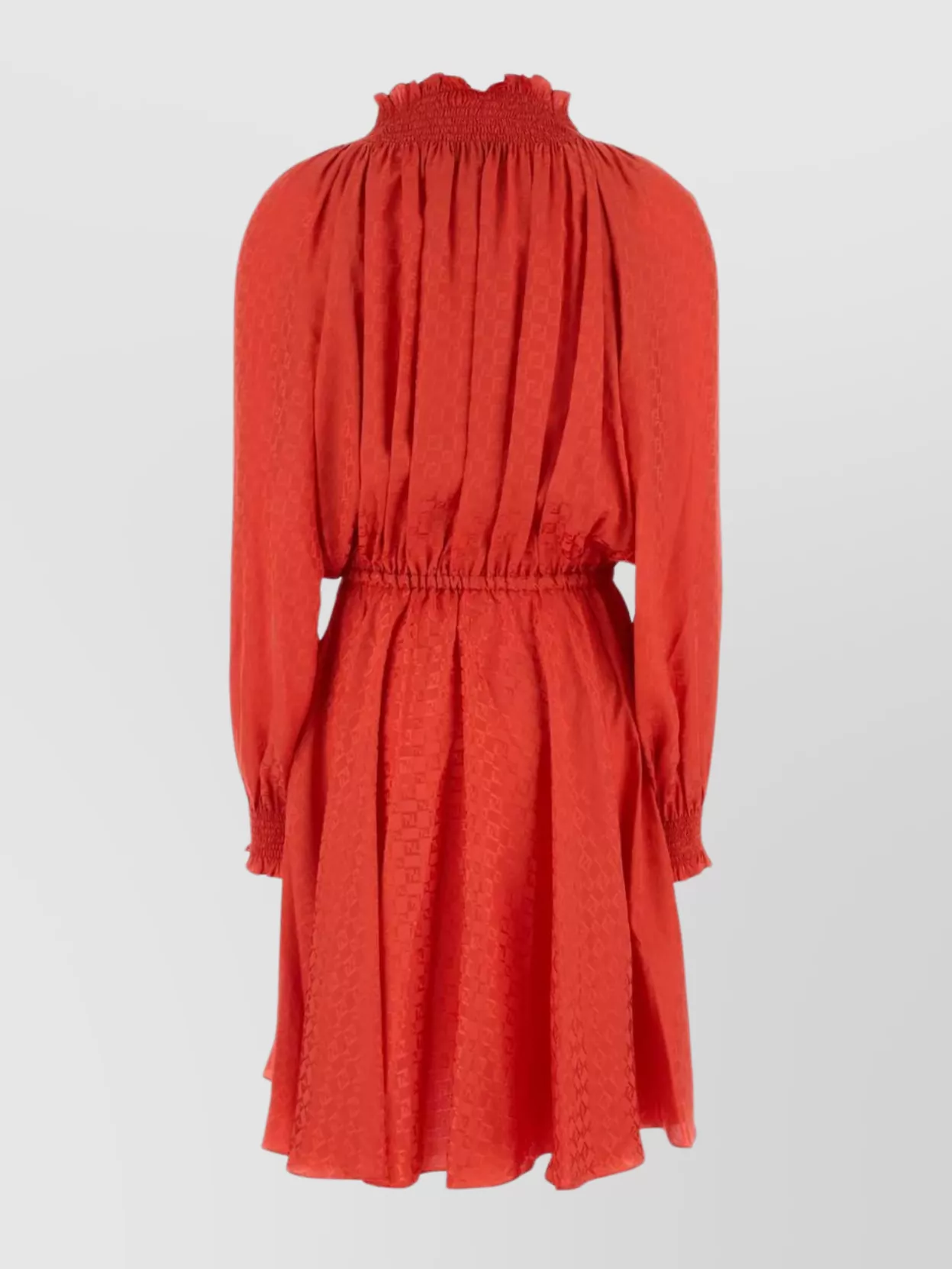 Fendi Mini Silk Dress Elastic Waistband In Red