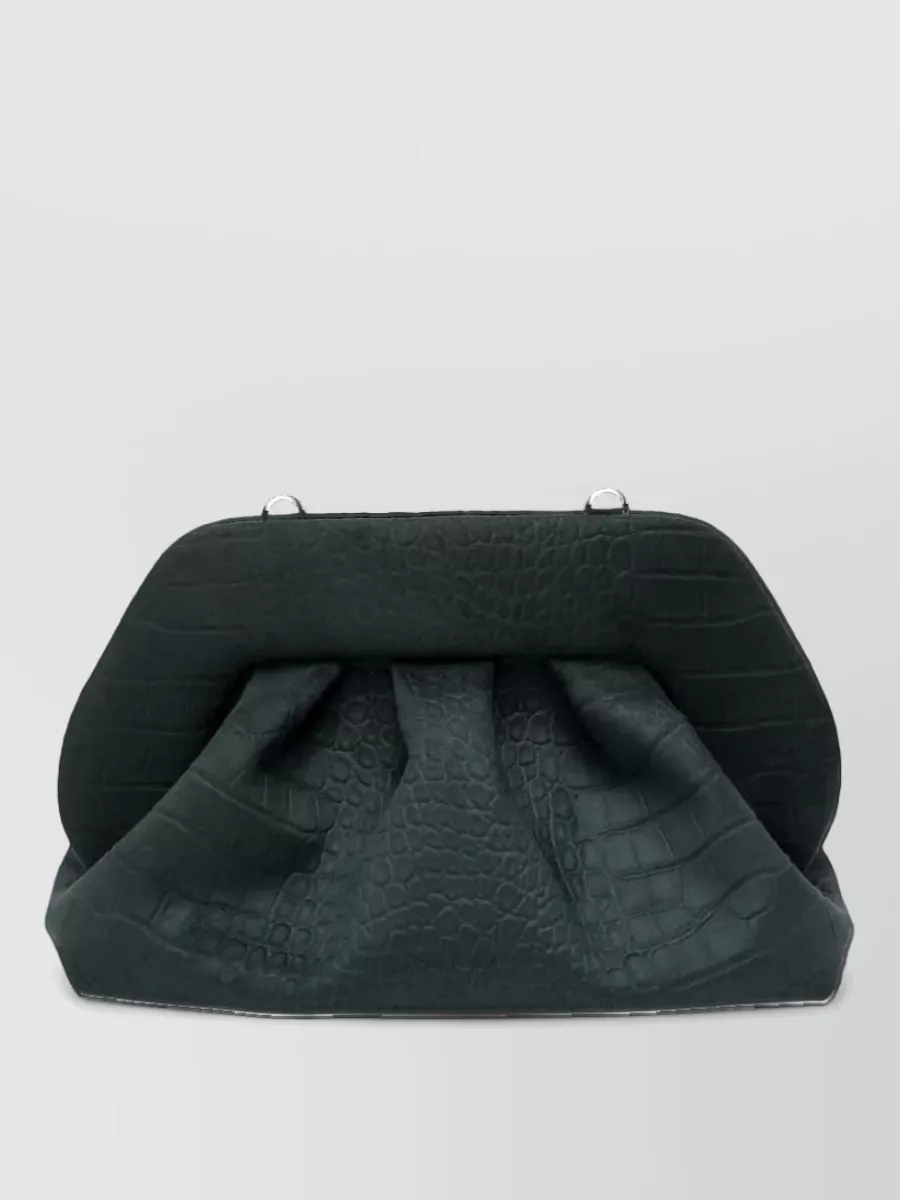 Themoiré Bios Medium Suede Croc-Effect Clutch Bag