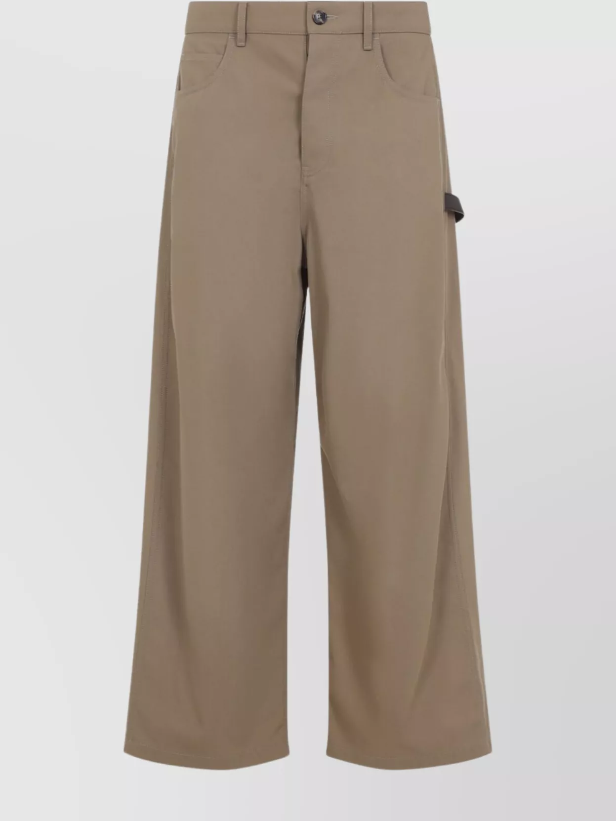 Loewe Wide-leg Trousers In Soft Cotton Blend With Subtle Detail In Brown