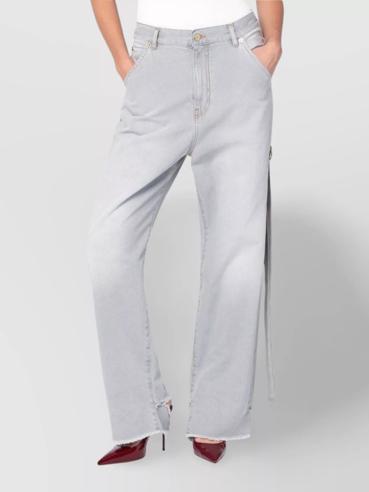 Darkpark Relaxed Fit High Waist Jeans In Gray