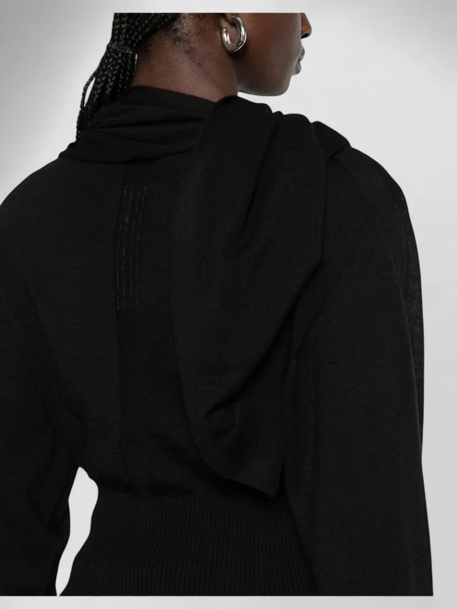 Rick Owens Wool Draped-Neck Knitted Jumper