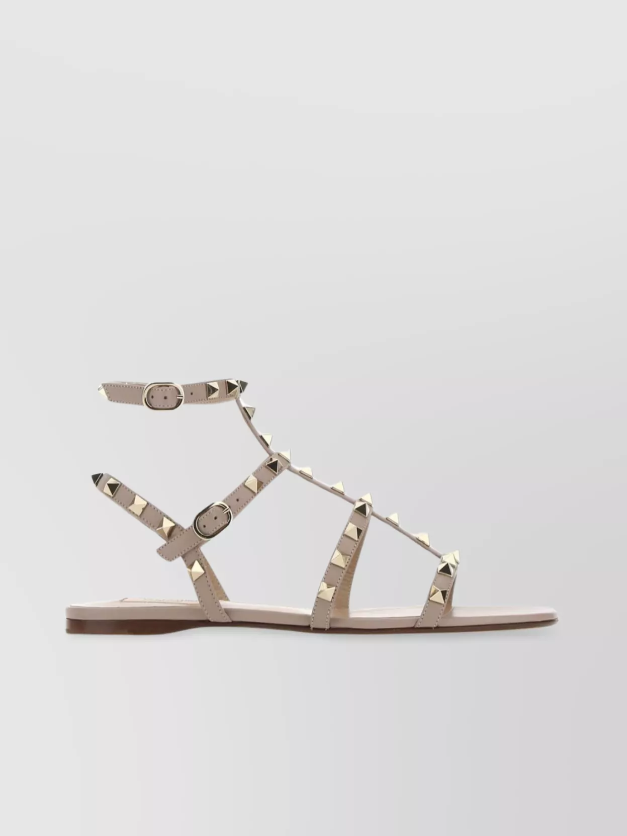 Shop Valentino Open Toe Leather Sandals With Studded Rockstud Detailing