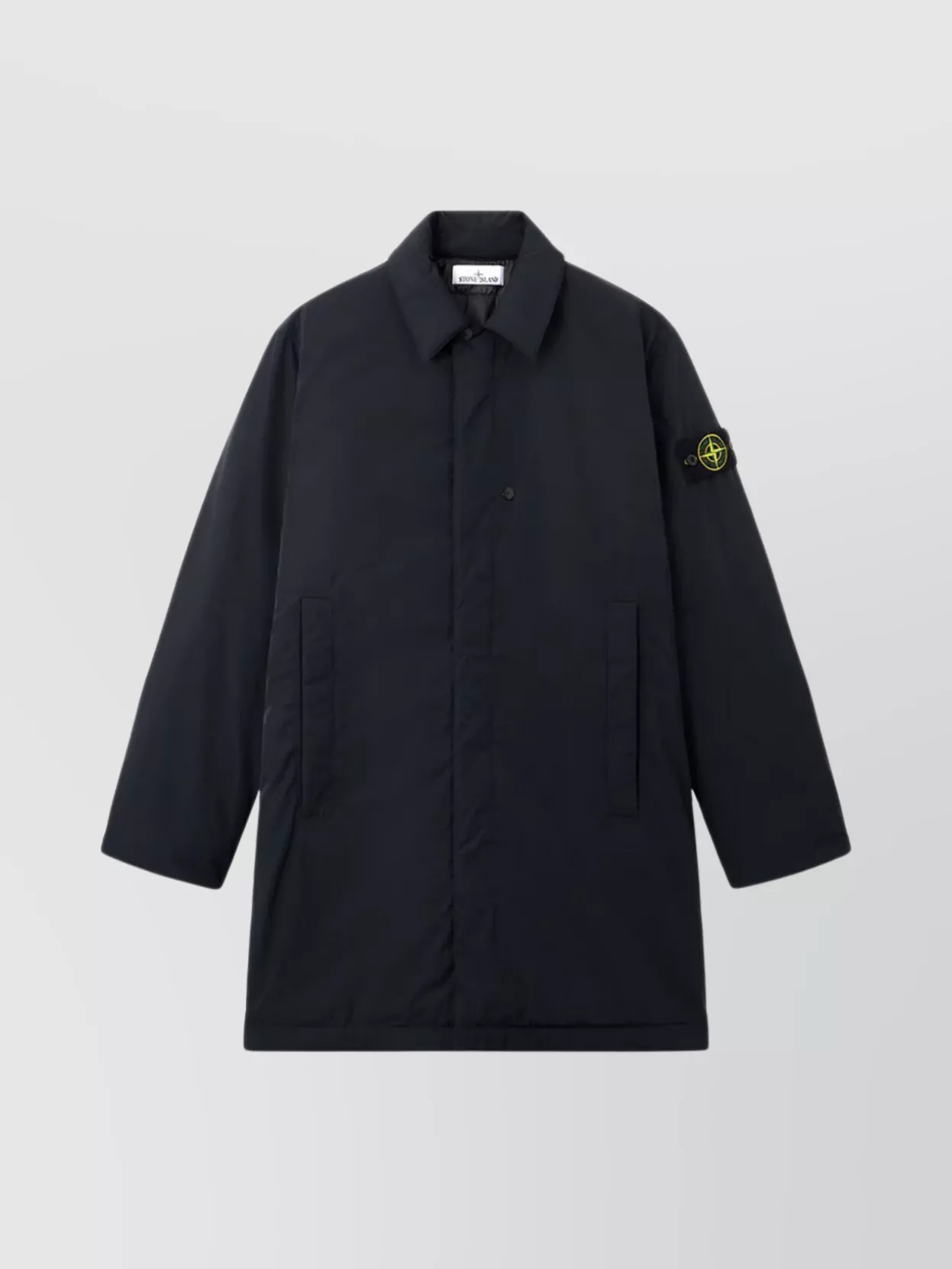 Stone Island Quilted Twill Jacket With Double Pockets In Blue
