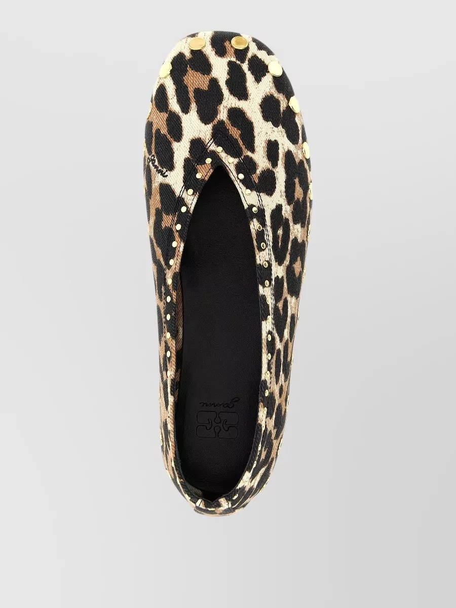 Ganni Cotton Leopard-Print Ballerina Flats