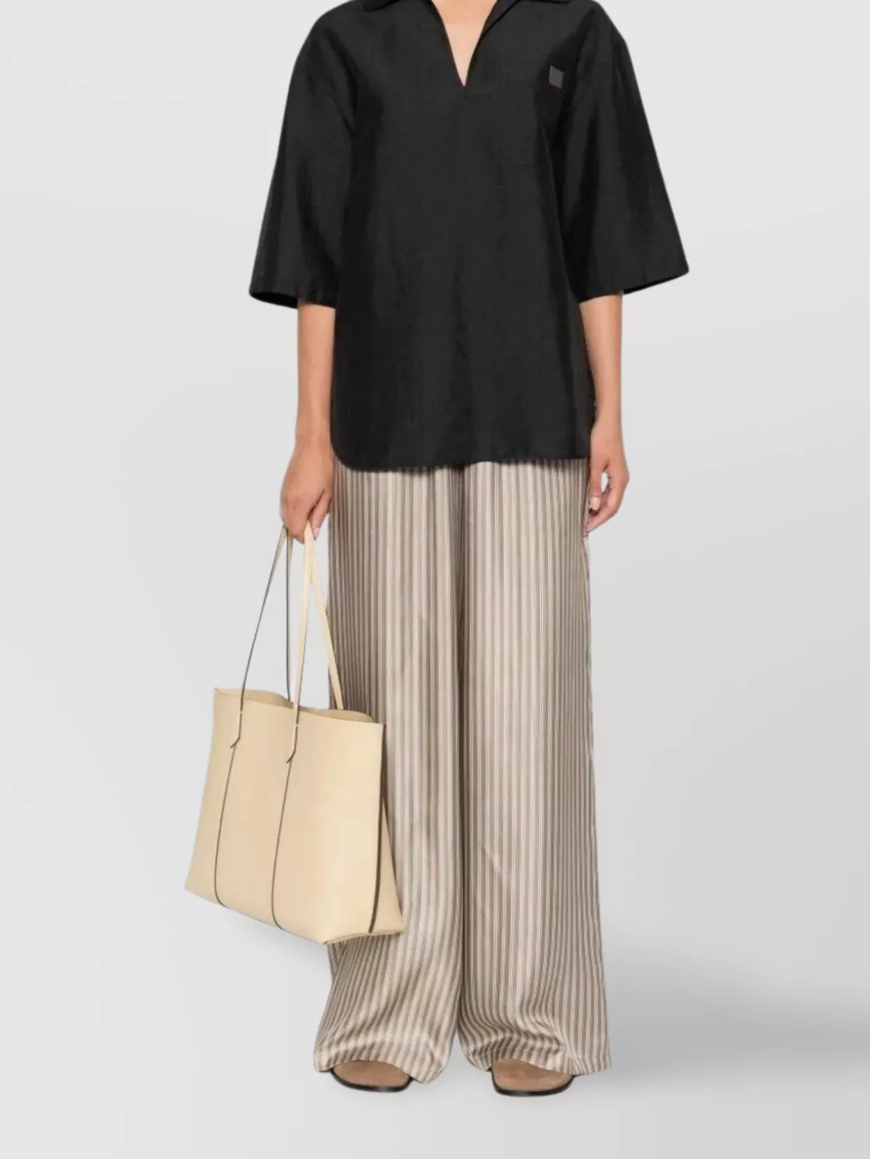 Max Mara Ladino Striped Silk Trousers In Neutral