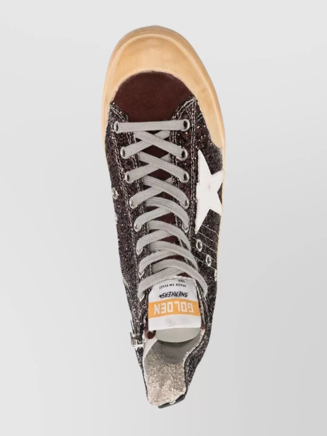 Golden Goose Leather Glitter High-Top Sneakers