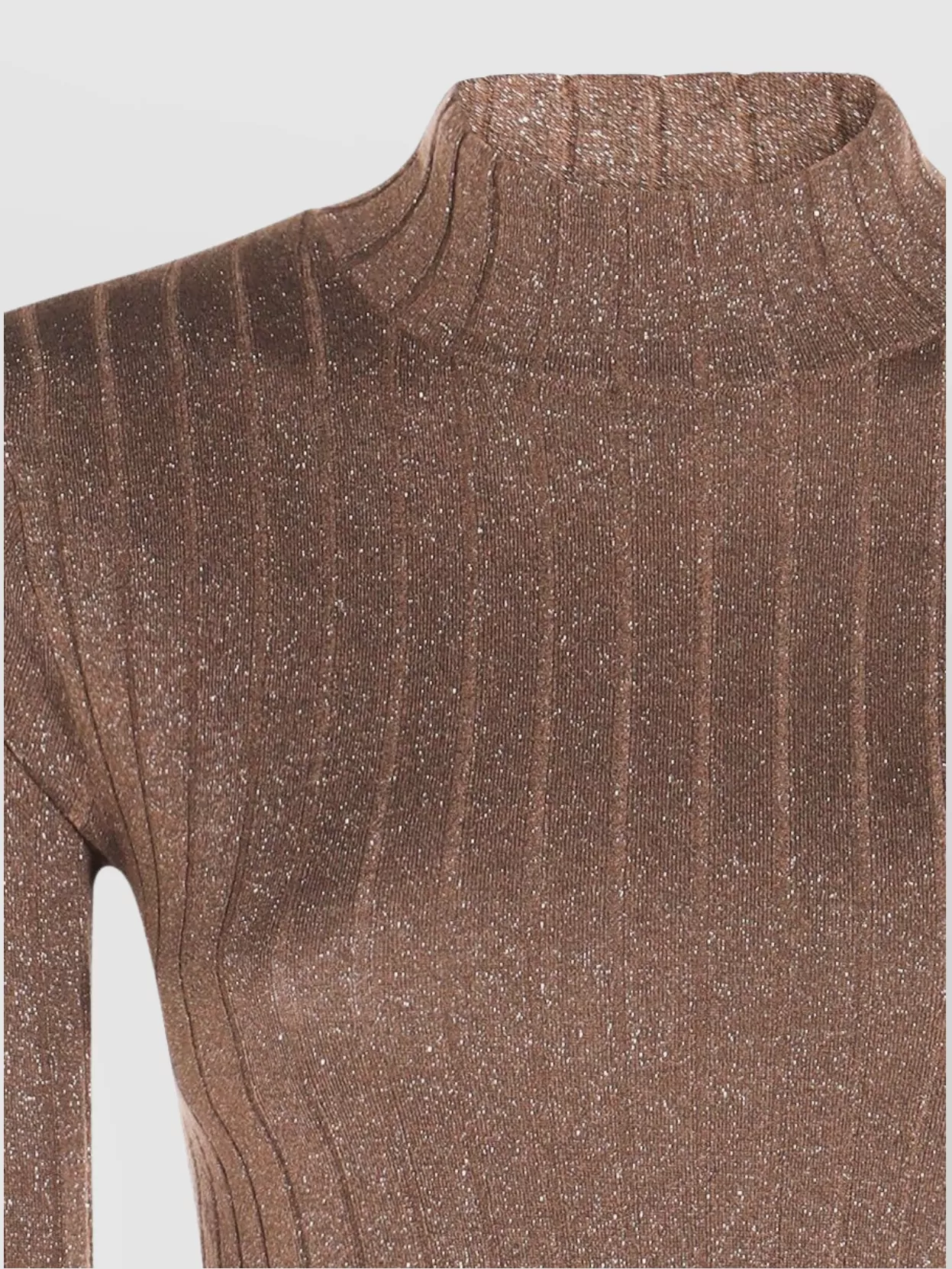 Brunello Cucinelli Metallic Ribbed Slim Fit Mock Neck