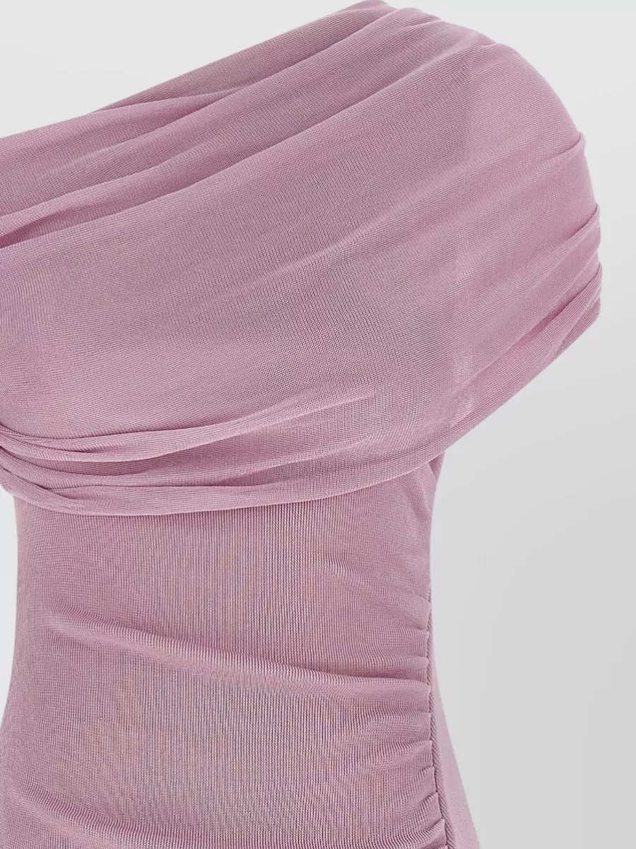 Self-Portrait Draped Knit Off-Shoulder Midi Dress