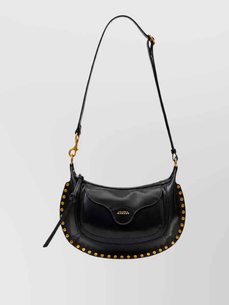 Isabel Marant Oskan Moon Calf Leather Studded Shoulder Bag
