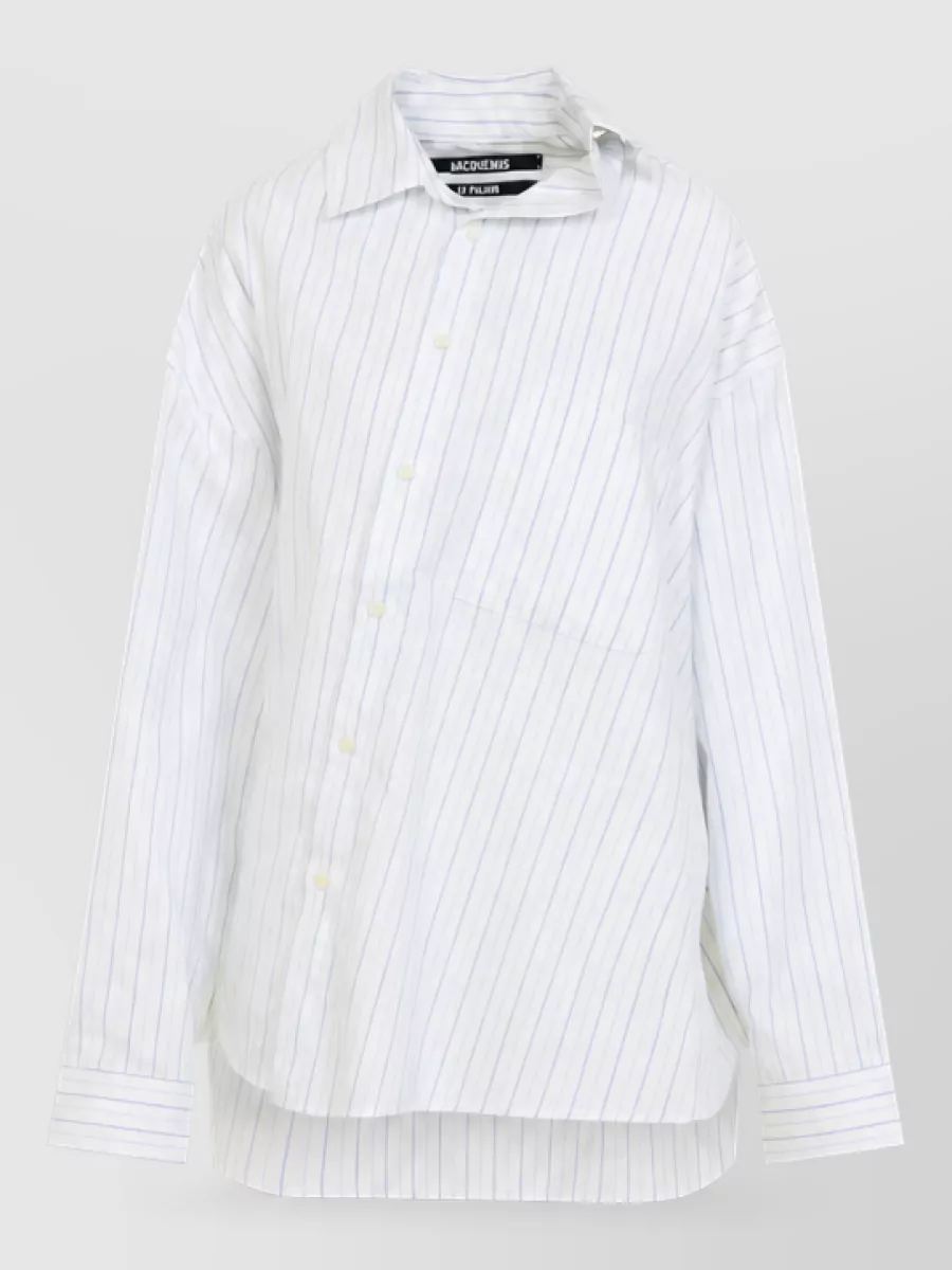 Jacquemus Striped Oversized Asymmetric Cotton Shirt