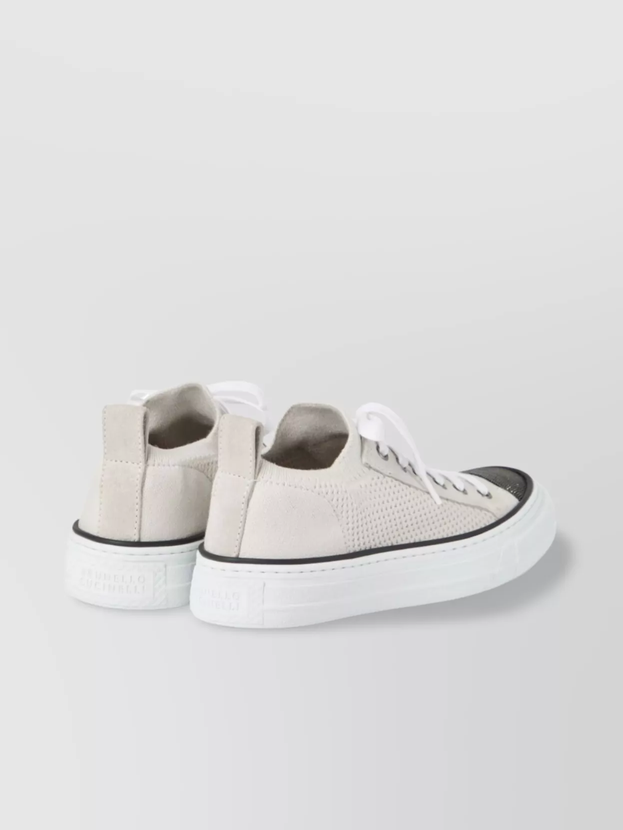 Brunello Cucinelli Low Top Sneaker With Tab On The Heel In Cotton Knit