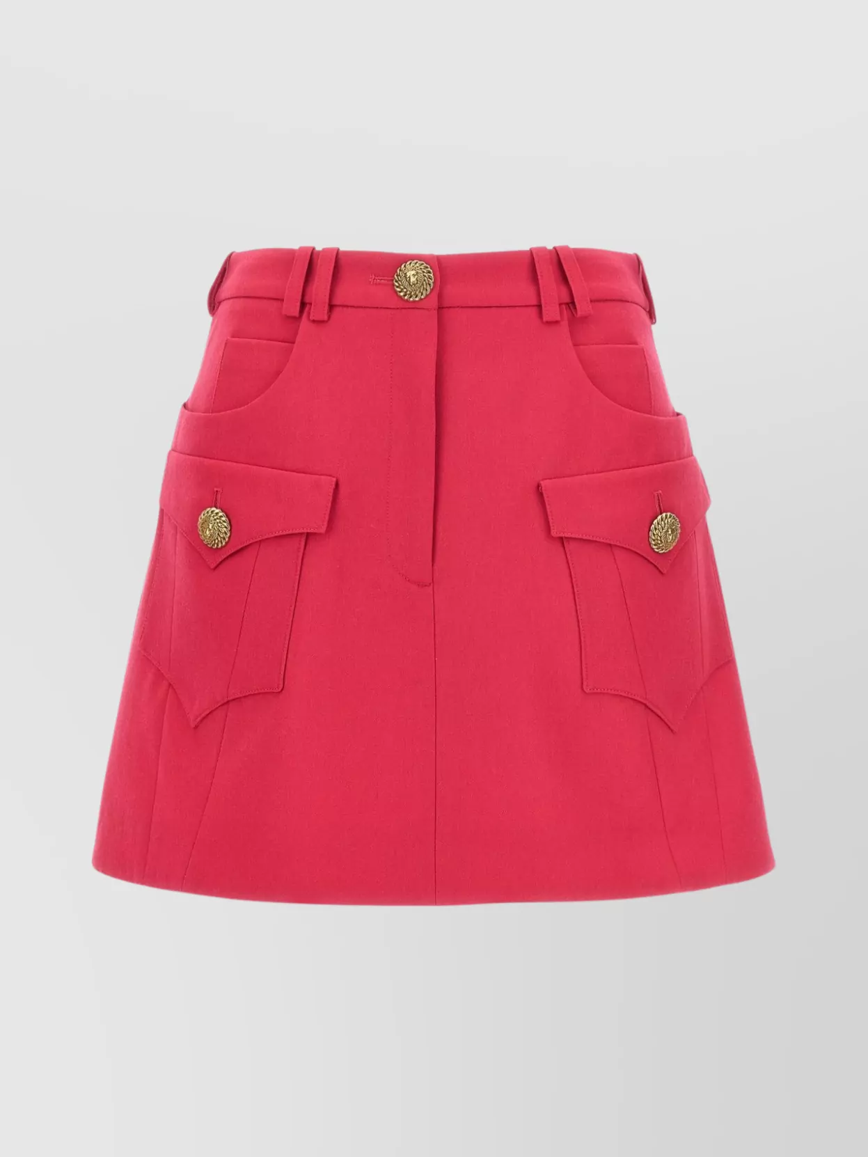 Balmain Lion Engraved-buttons Mini Skirt In 粉色