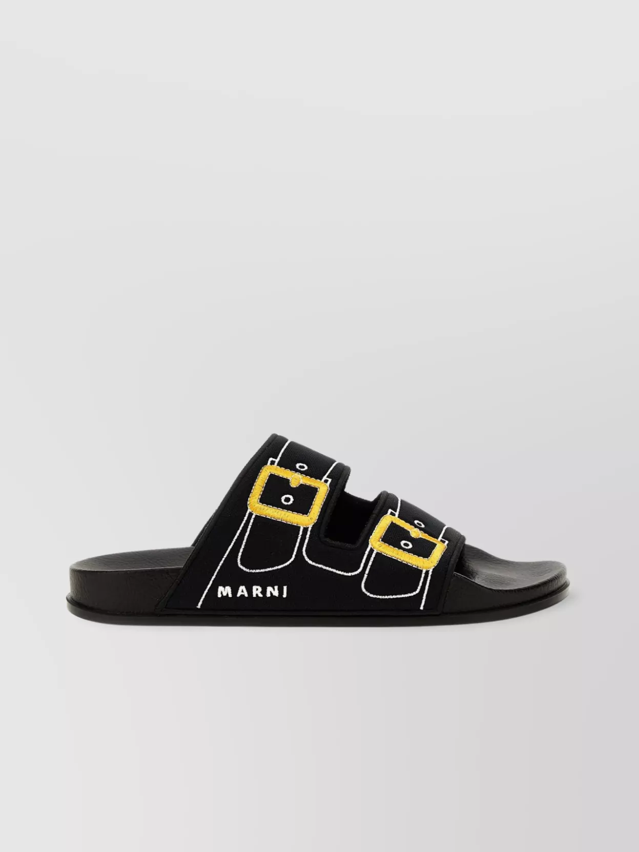 Marni Illusion Embroidered Open Toe Flat Sandals