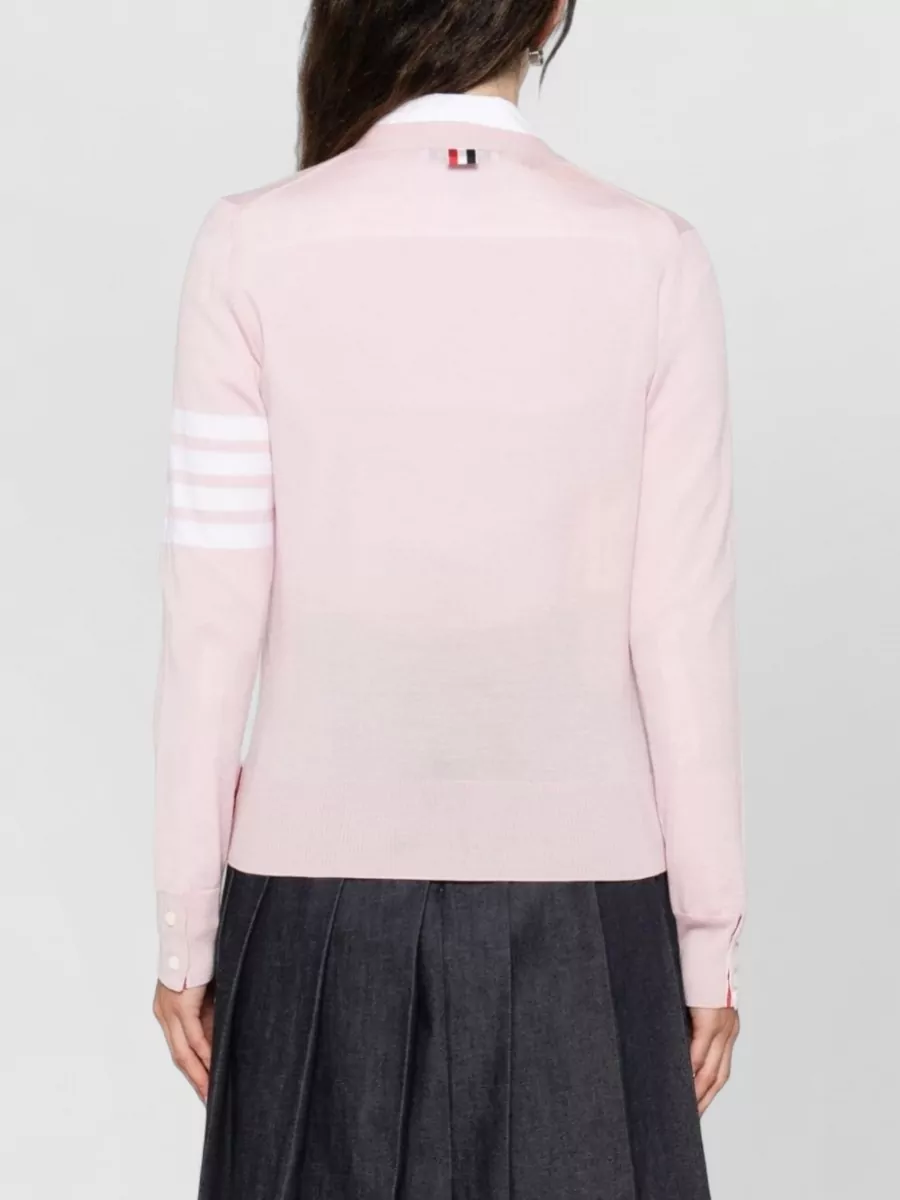 Thom Browne Striped V-Neck Long Sleeve Cardigan