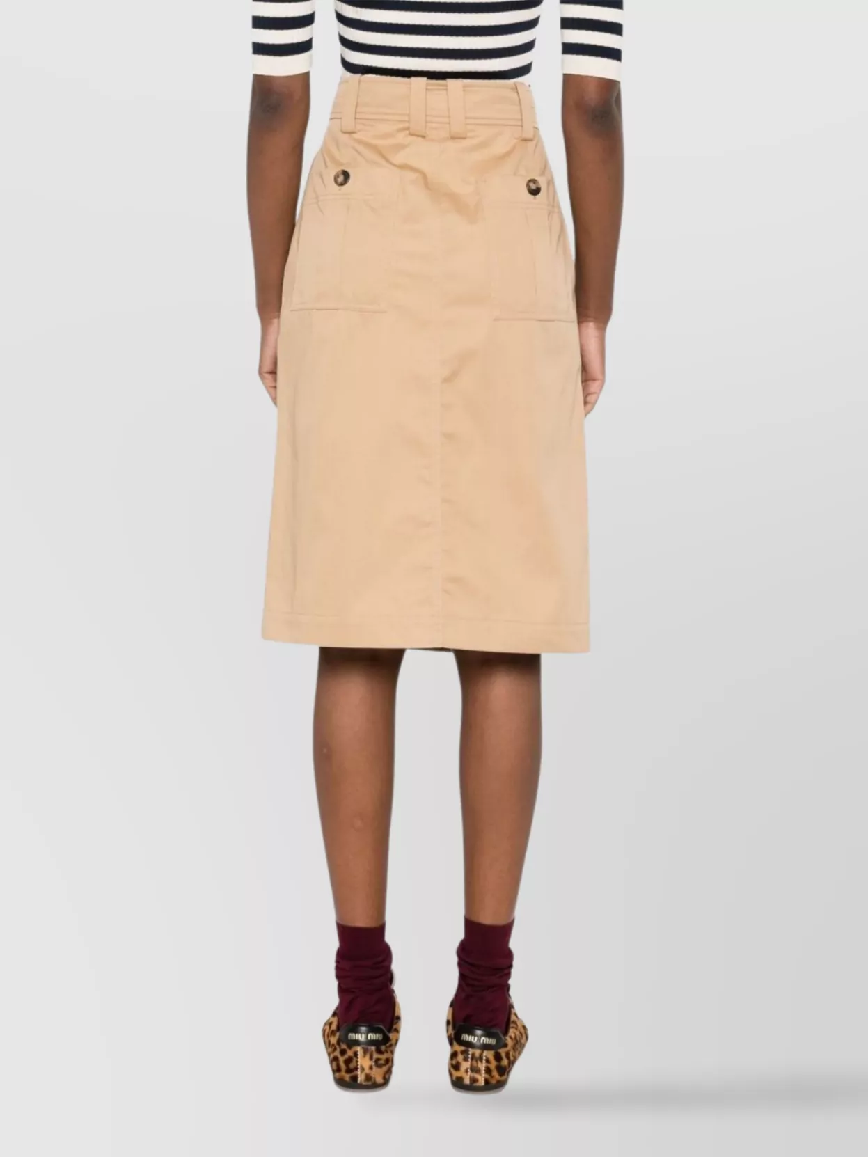 Apc Poplin Cotton Skirt Front Slit In Neutrals