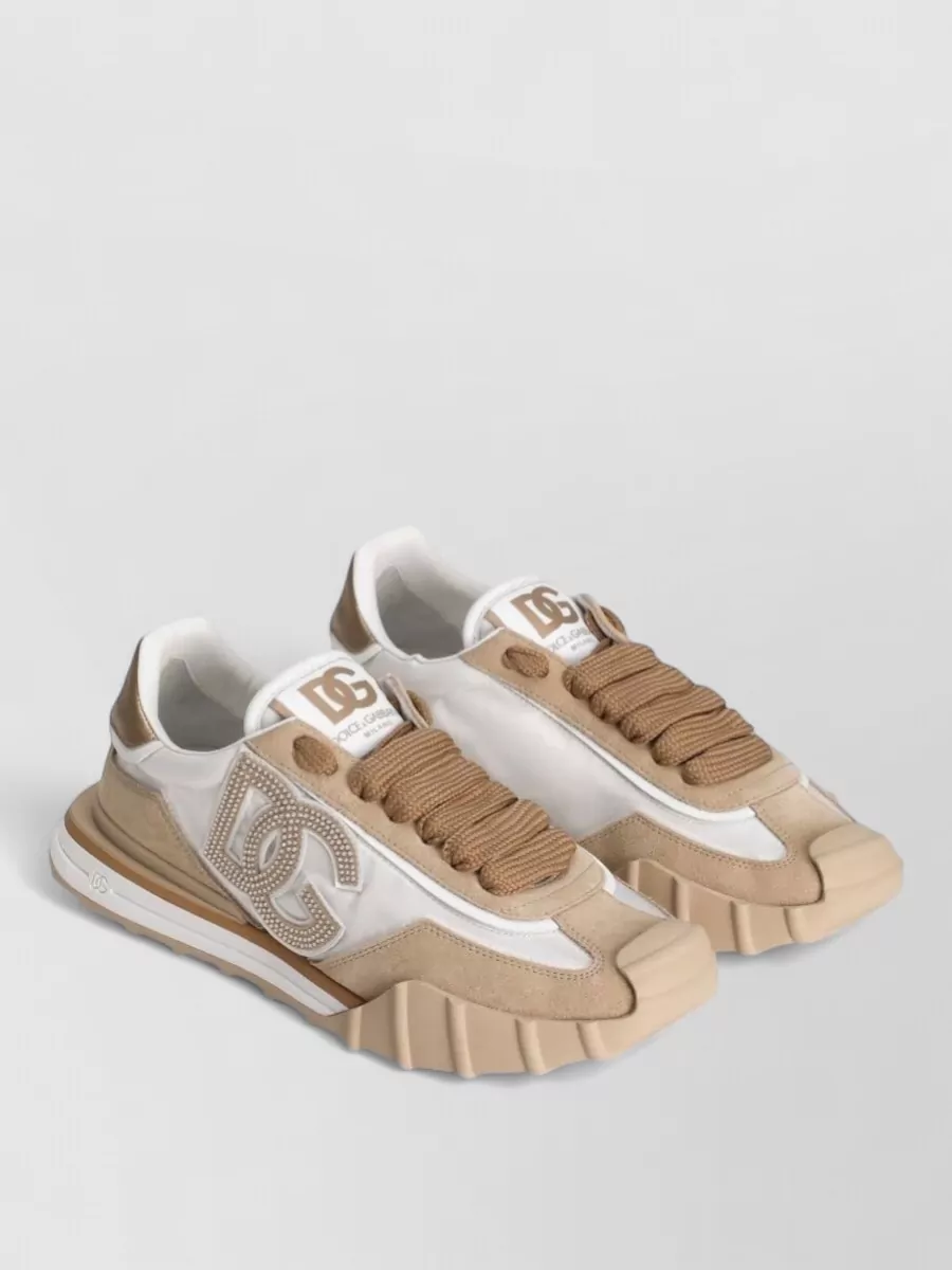Dolce&Gabbana leather rhinestone low-top sneakers