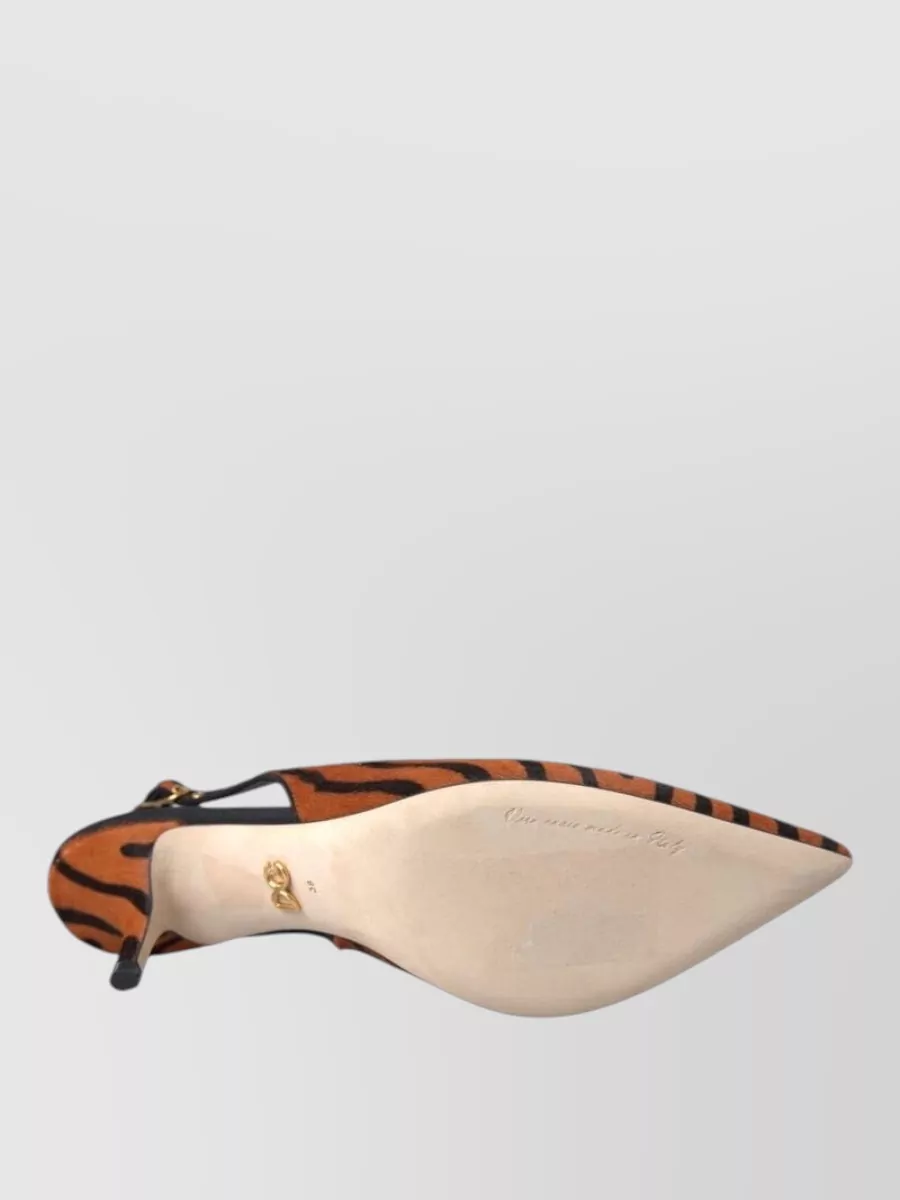 Dolce&Gabbana Calf Hair Leather Zebra-Print Slingback Sandals