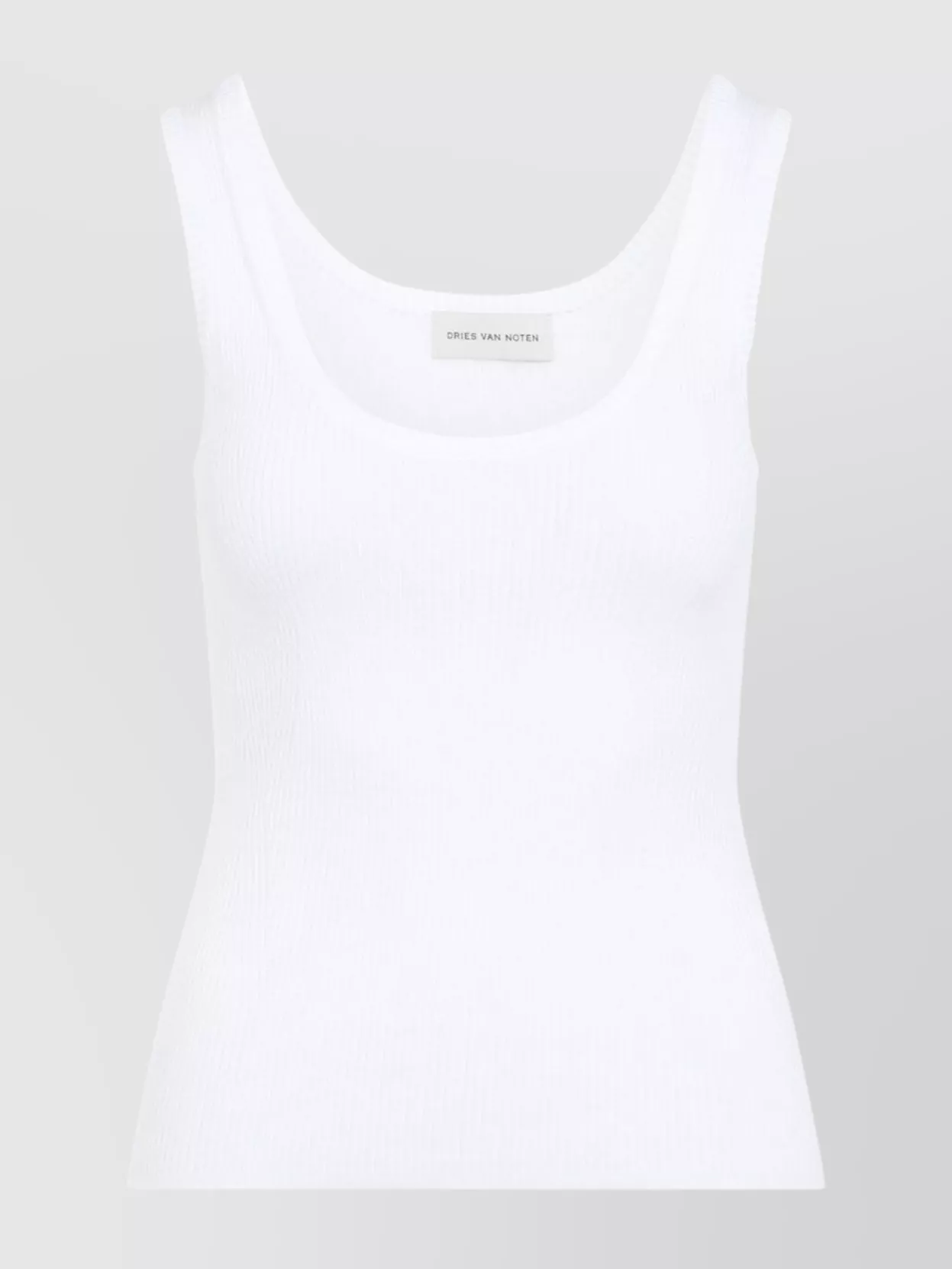 Shop Dries Van Noten Ribbed Cotton Sleeveless Top With Round Neckline
