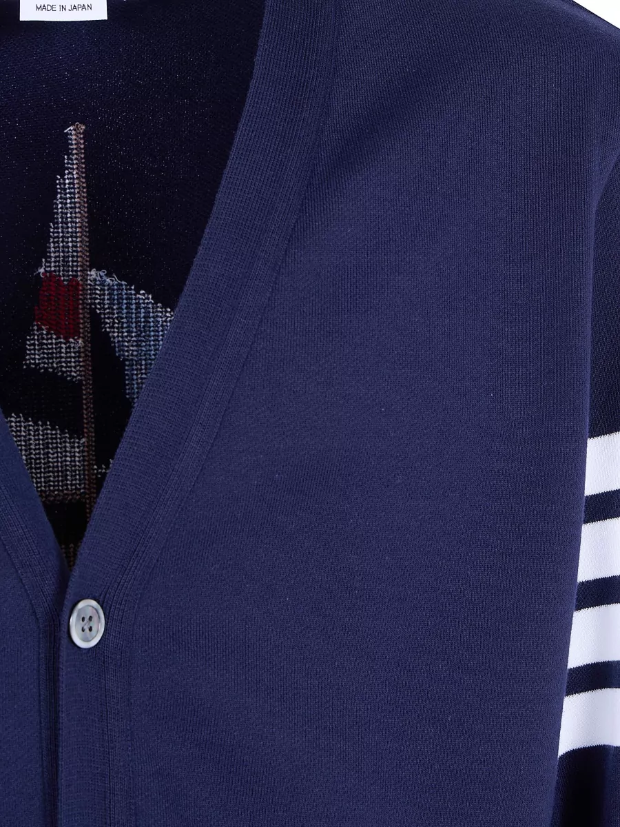 Thom Browne Cotton Ribbed V-Neck Cardigan