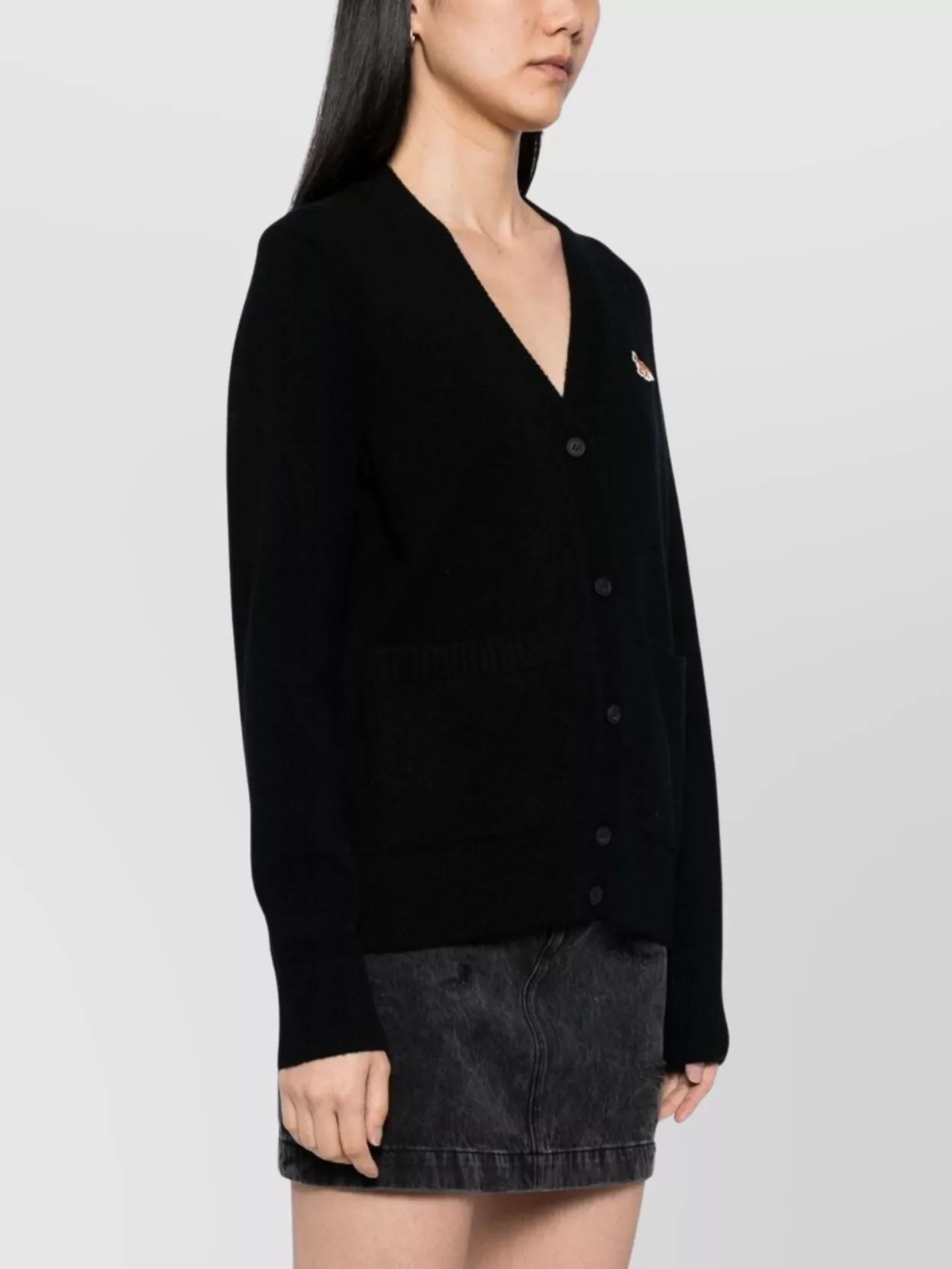 Maison Kitsuné Fox Wool Cardigan With Pockets And Collar