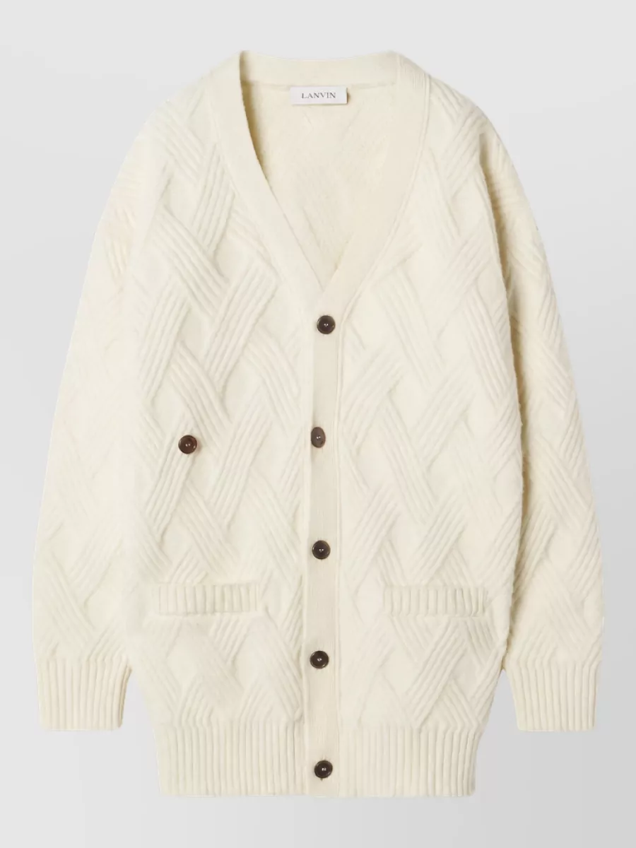 Lanvin cable-knit wool v-neck cardigan