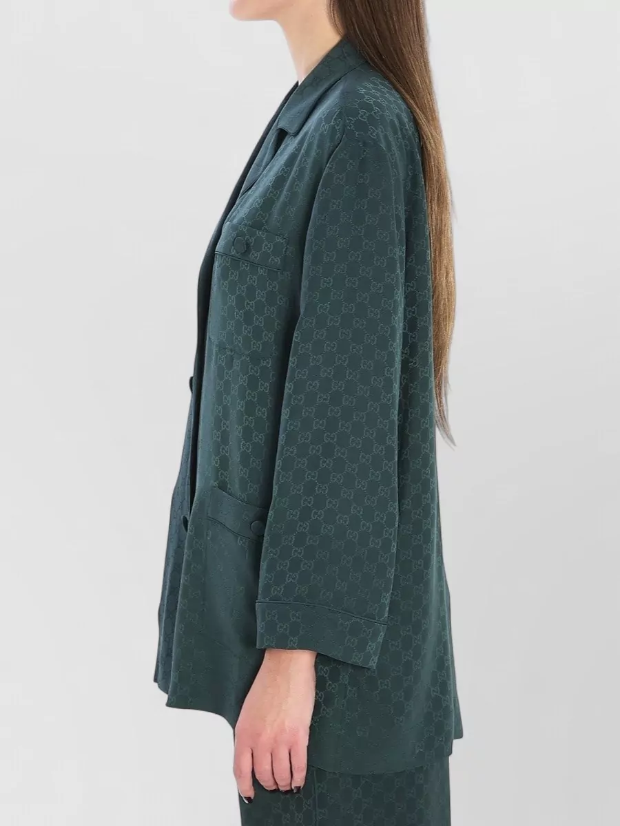 Gucci Silk Shirt With Notched Collar And Pockets